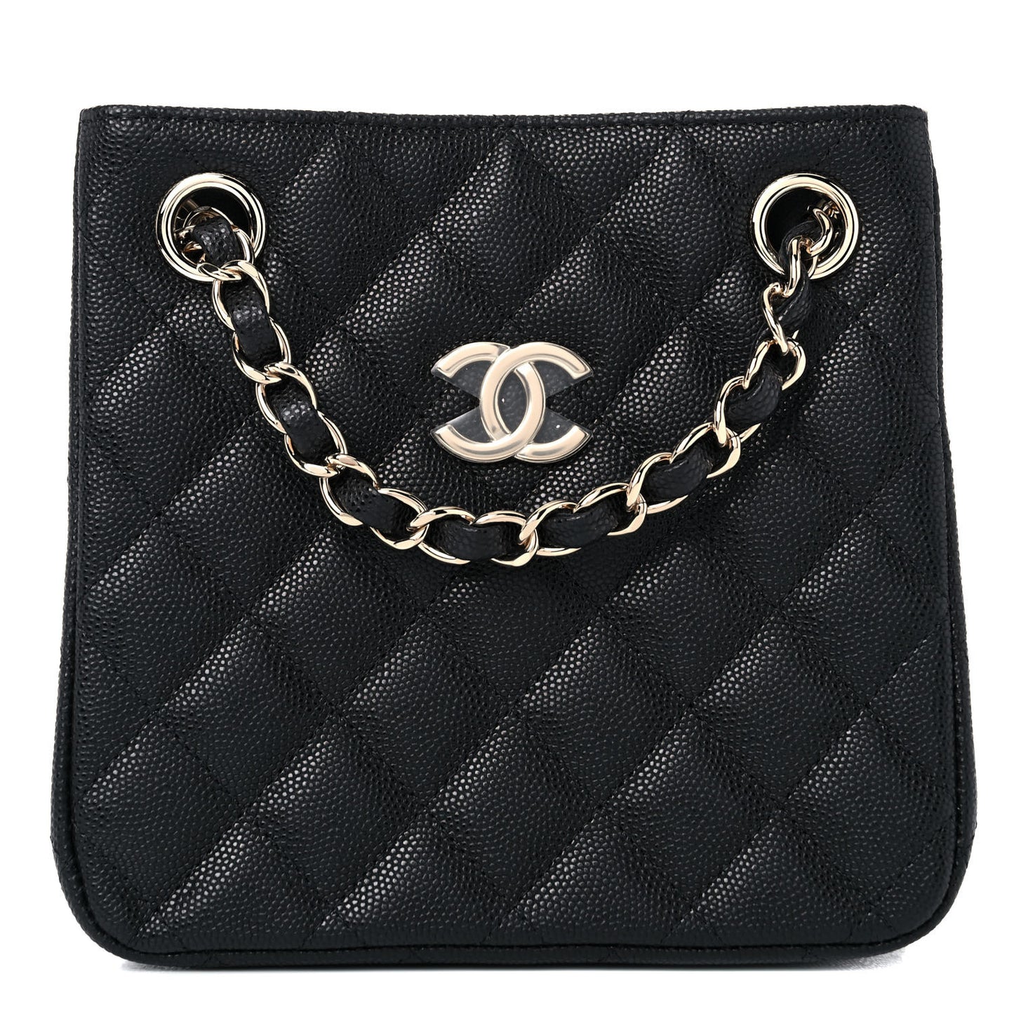 Caviar Quilted Mini Bucket Bag Black