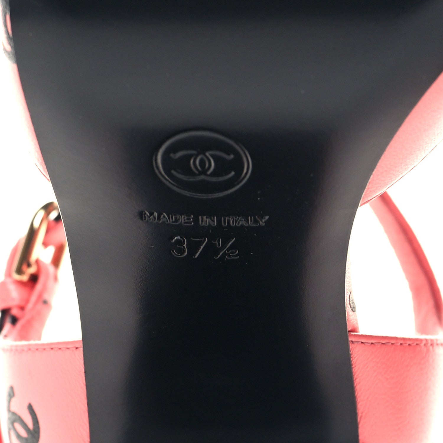 Chanel Printed Lambskin Coco Beach Sandals 37.5 Pink Black 7 of 9