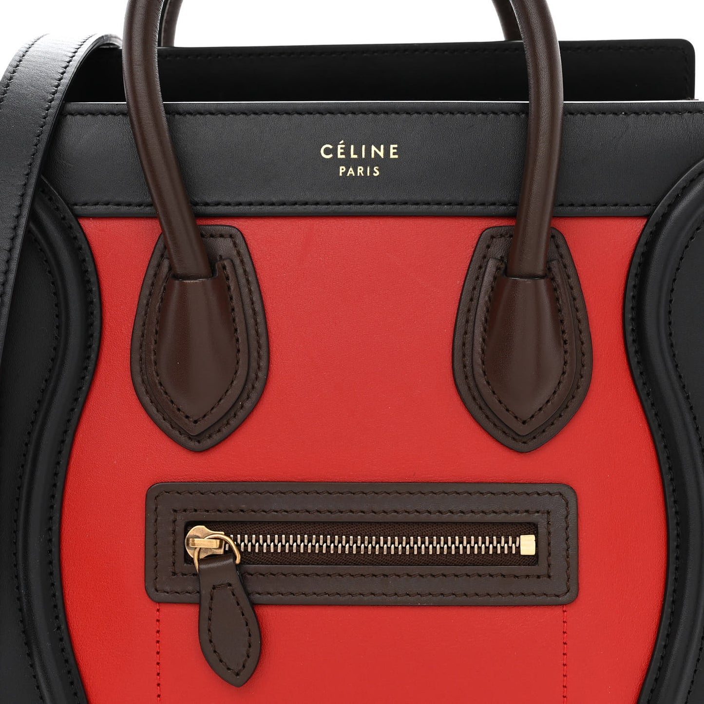 Smooth Calfskin Nano Tri-Color Luggage Bright Red