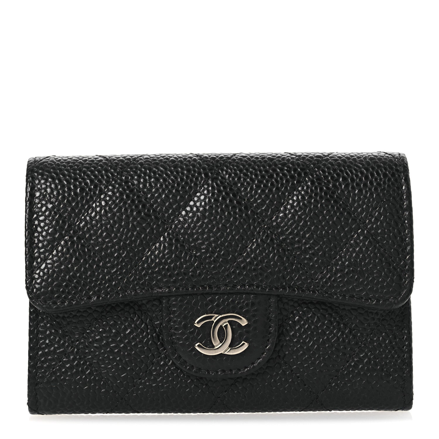 Chanel Caviar Quilted Flap Card Holder Wallet Black 1 of 9