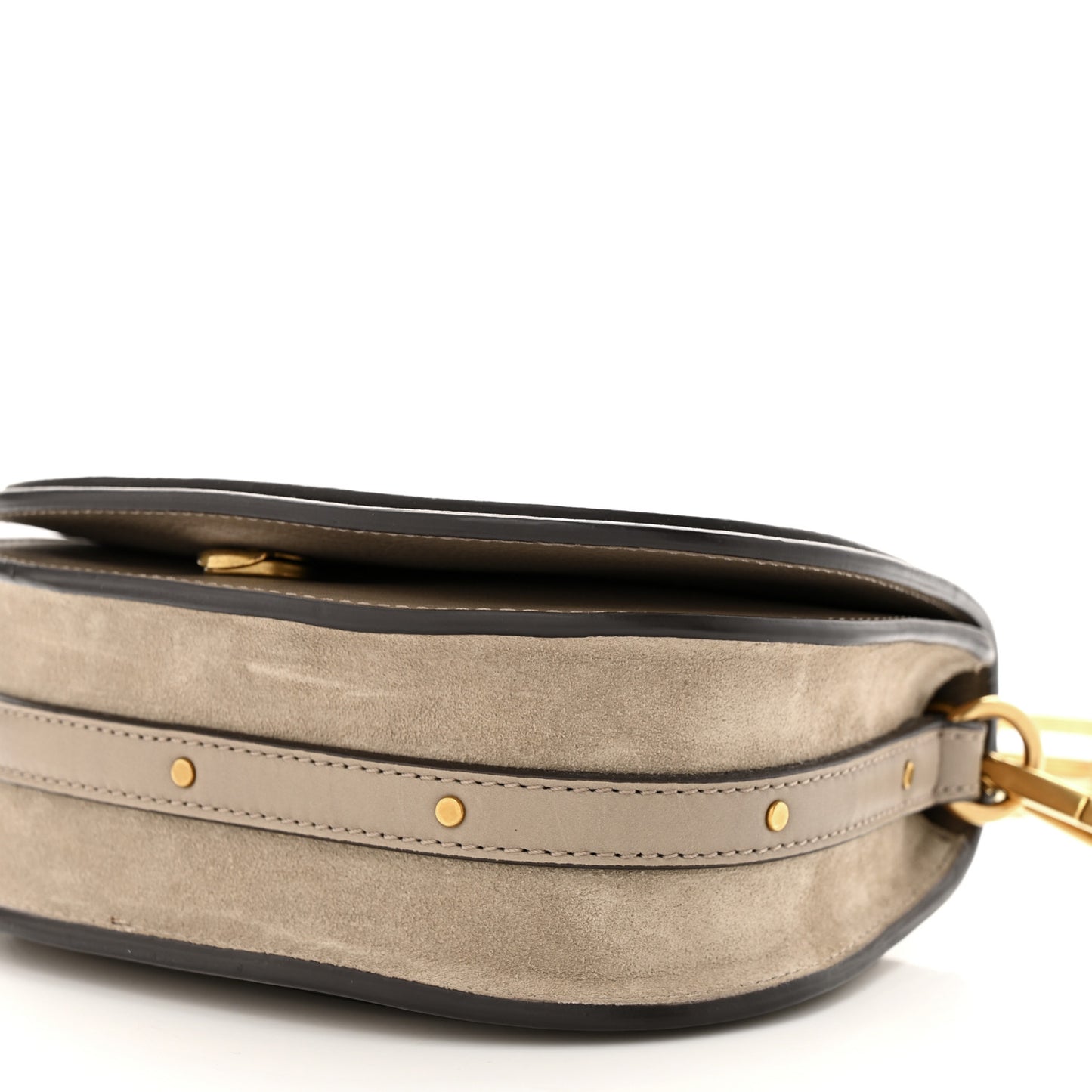 Calfskin Suede Small Nile Bracelet Bag Motty Grey