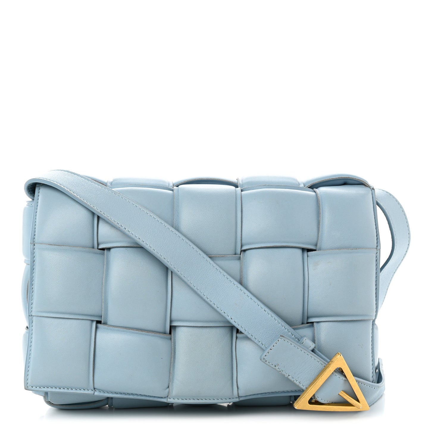 Nappa Maxi Intreccio Padded Cassette Crossbody Bag Ice