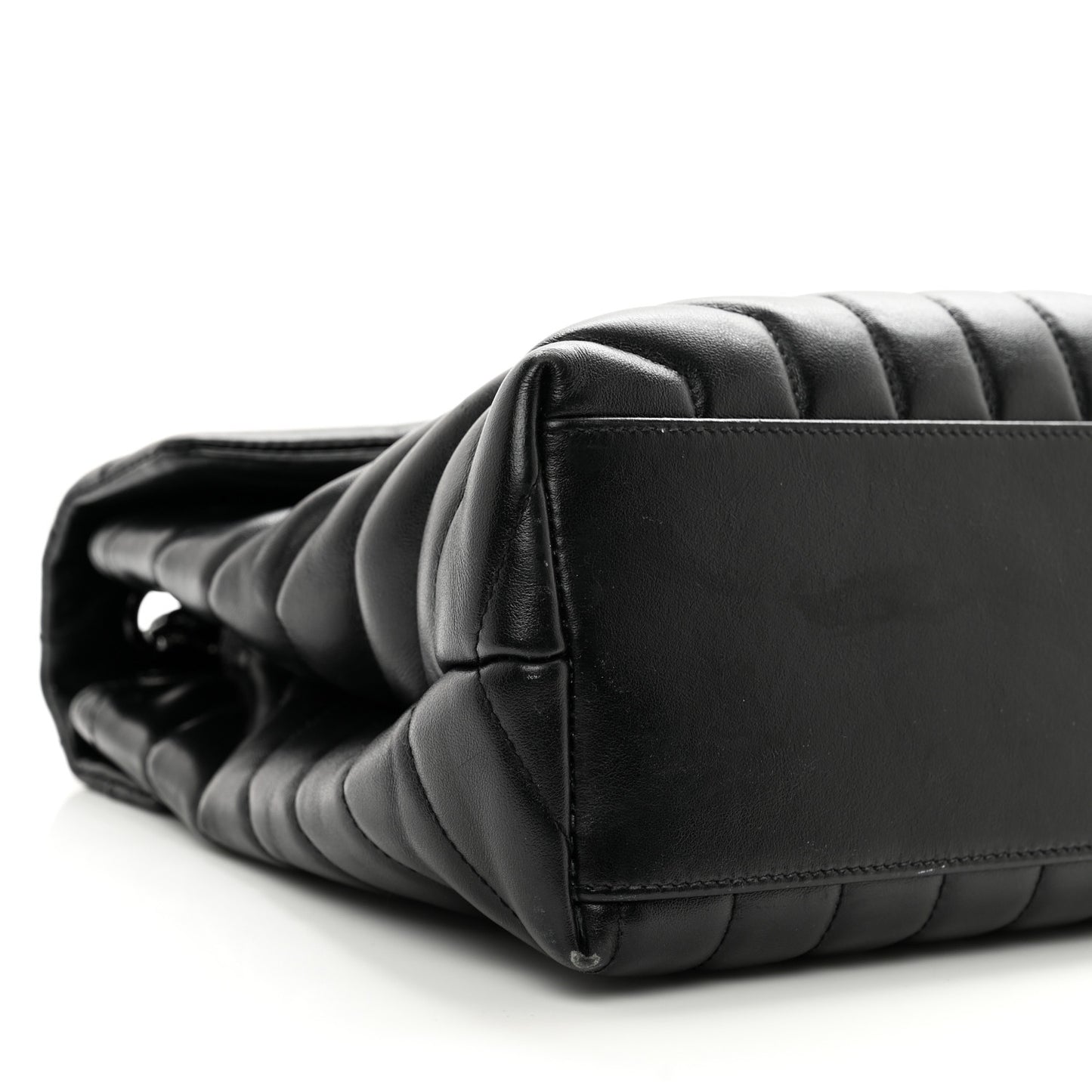 Calfskin Y Quilted Monogram Monochrome Medium Loulou Chain Satchel Black