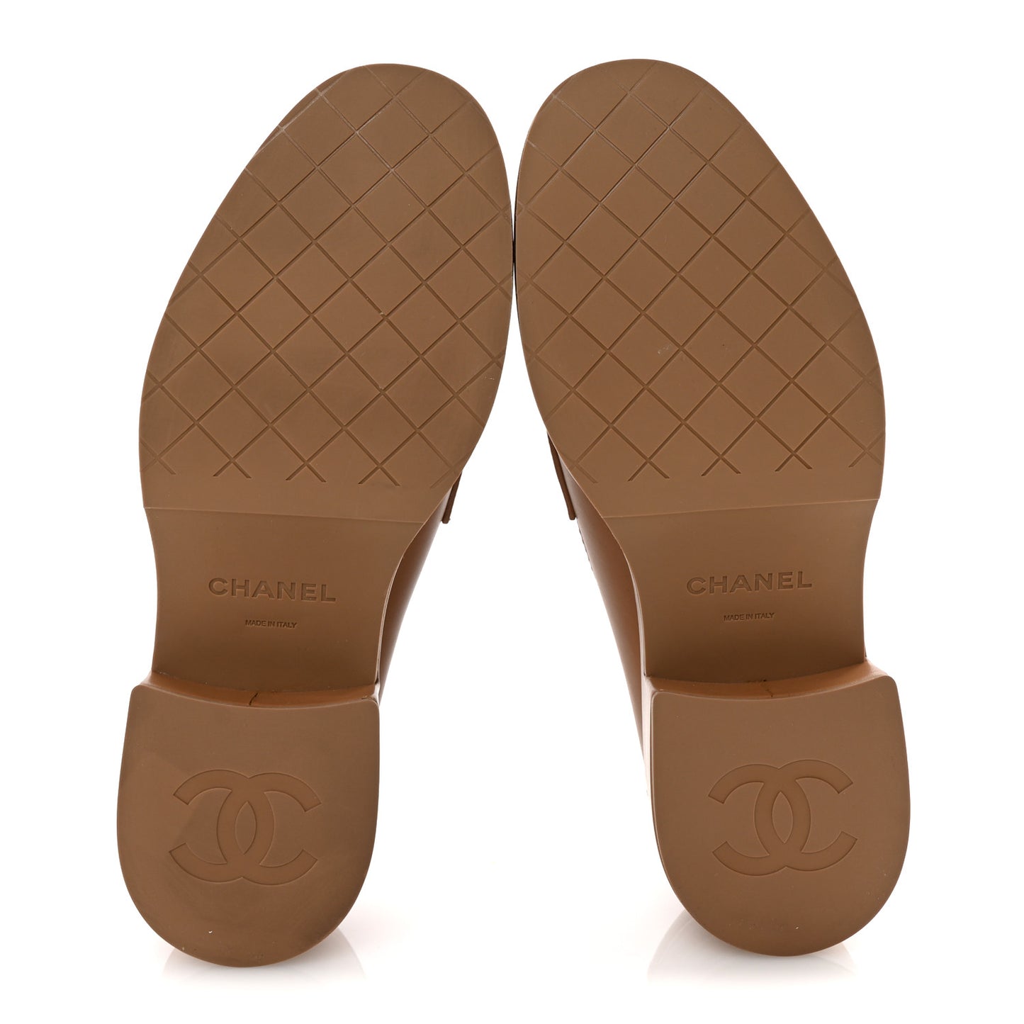 Calfskin CC Platform Loafers 38 Beige