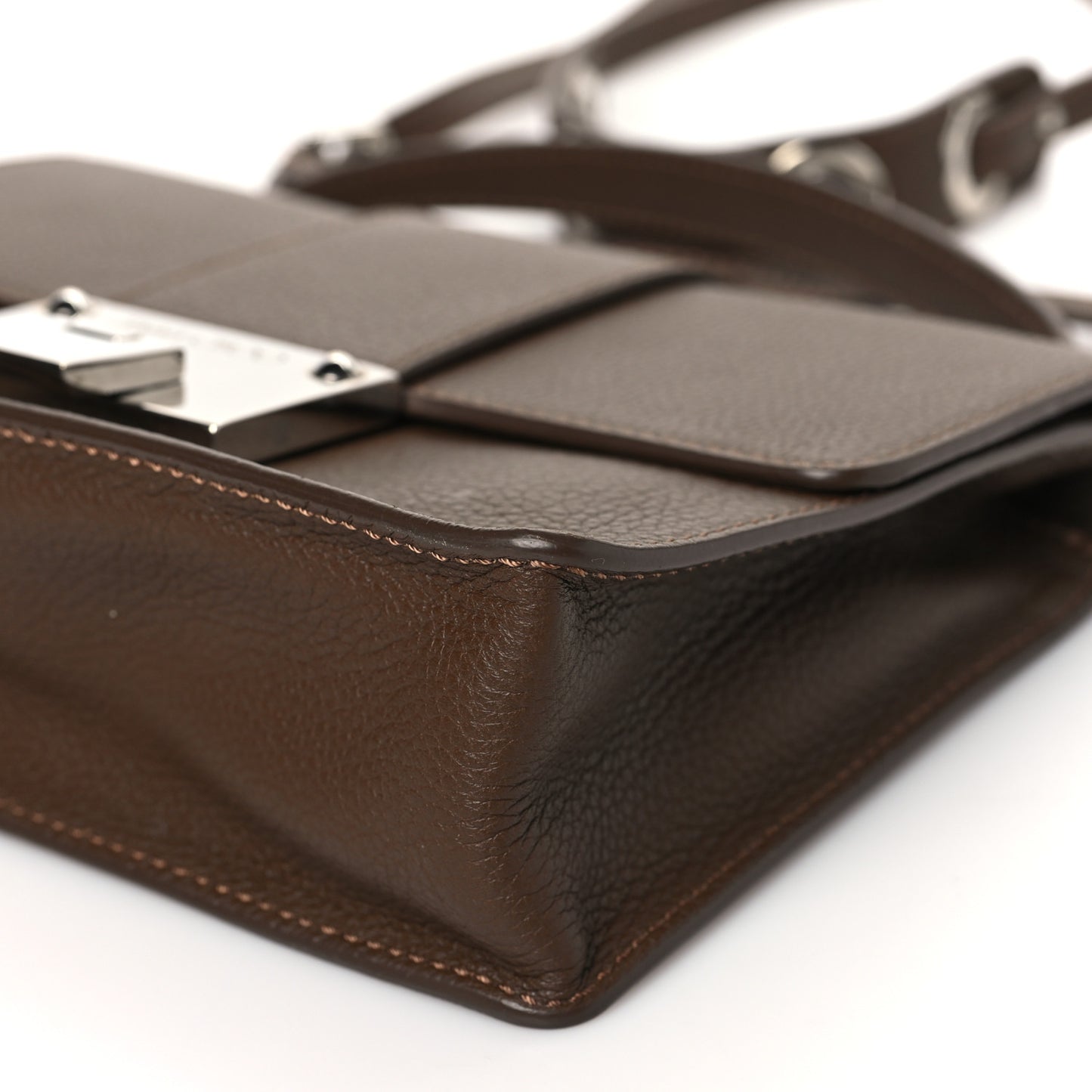 Pebbled Calfskin Rebel Crossbody Bag Brown