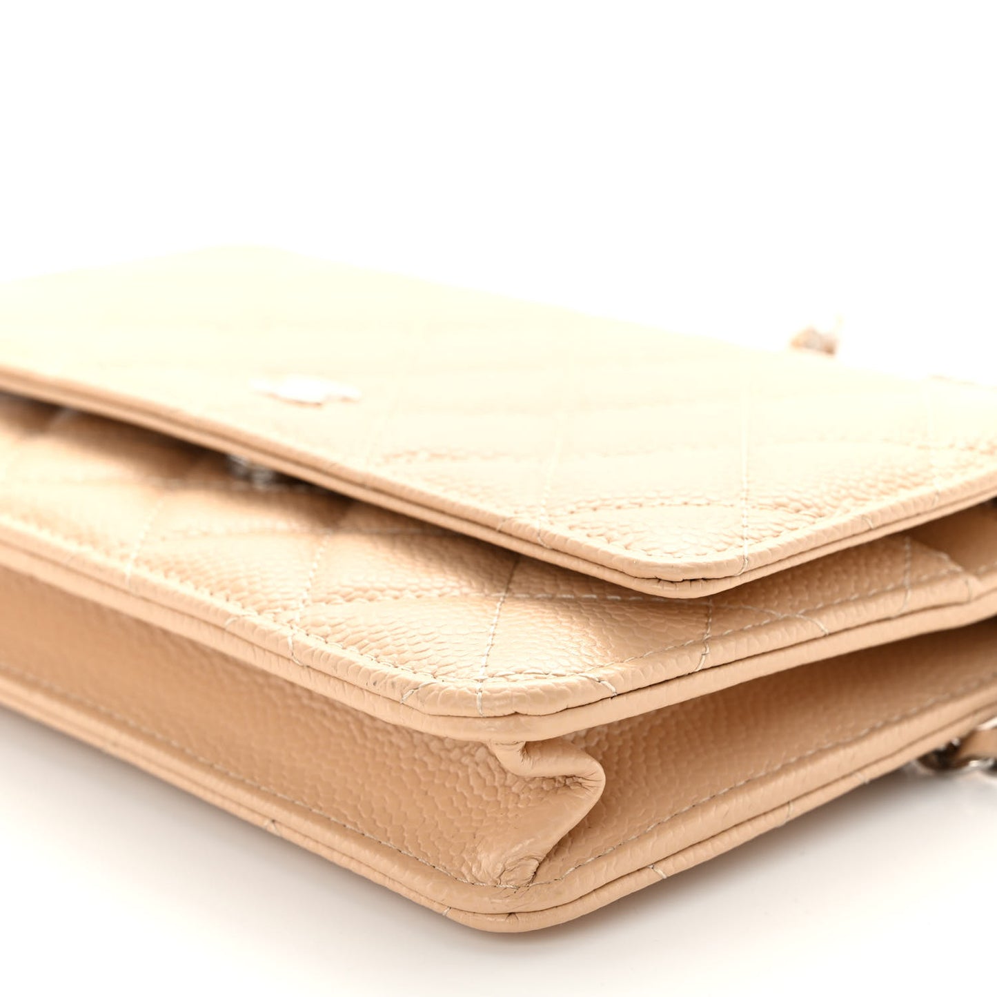 Caviar Quilted Wallet On Chain WOC Beige
