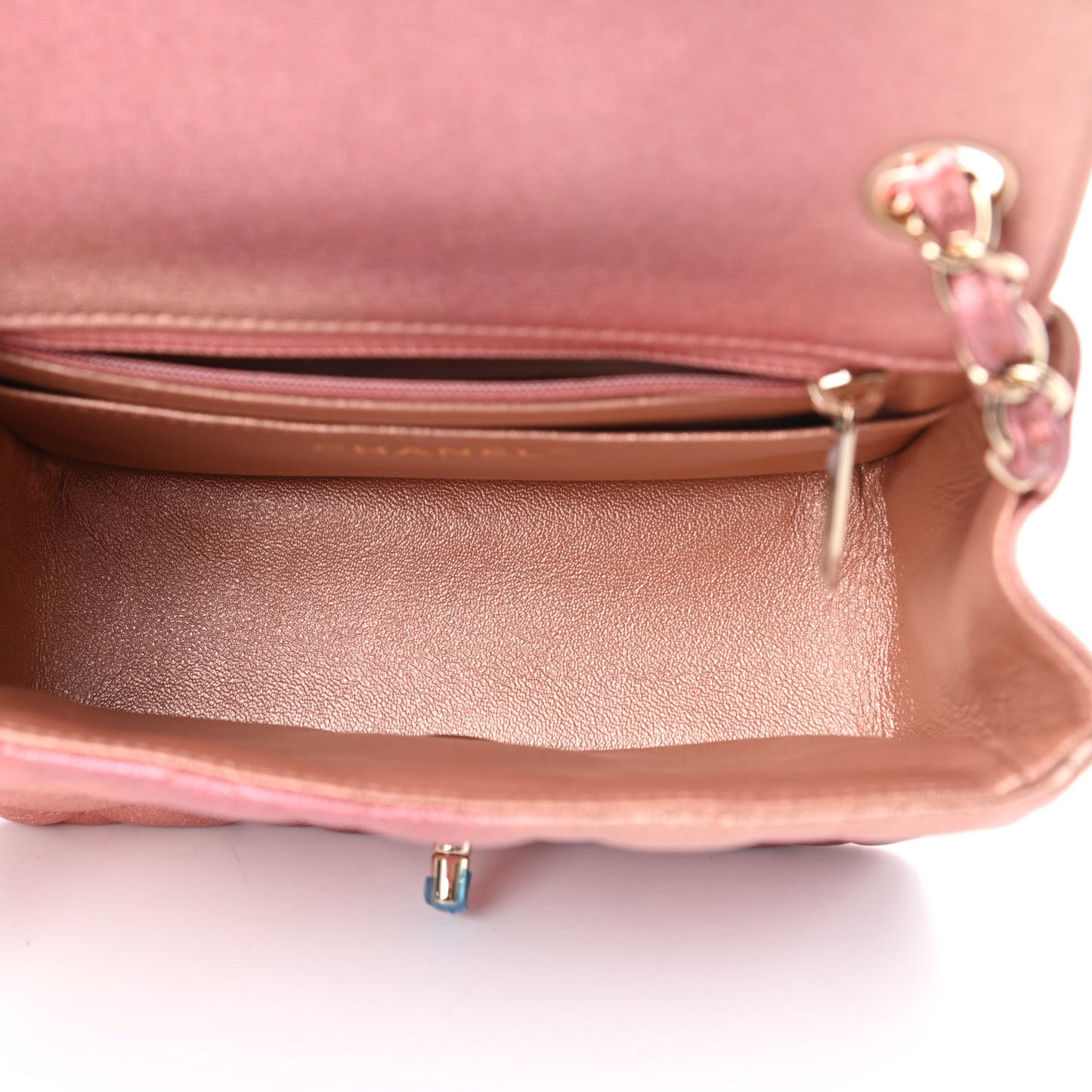Metallic Lambskin Quilted Ombre Mini Square Flap Pink