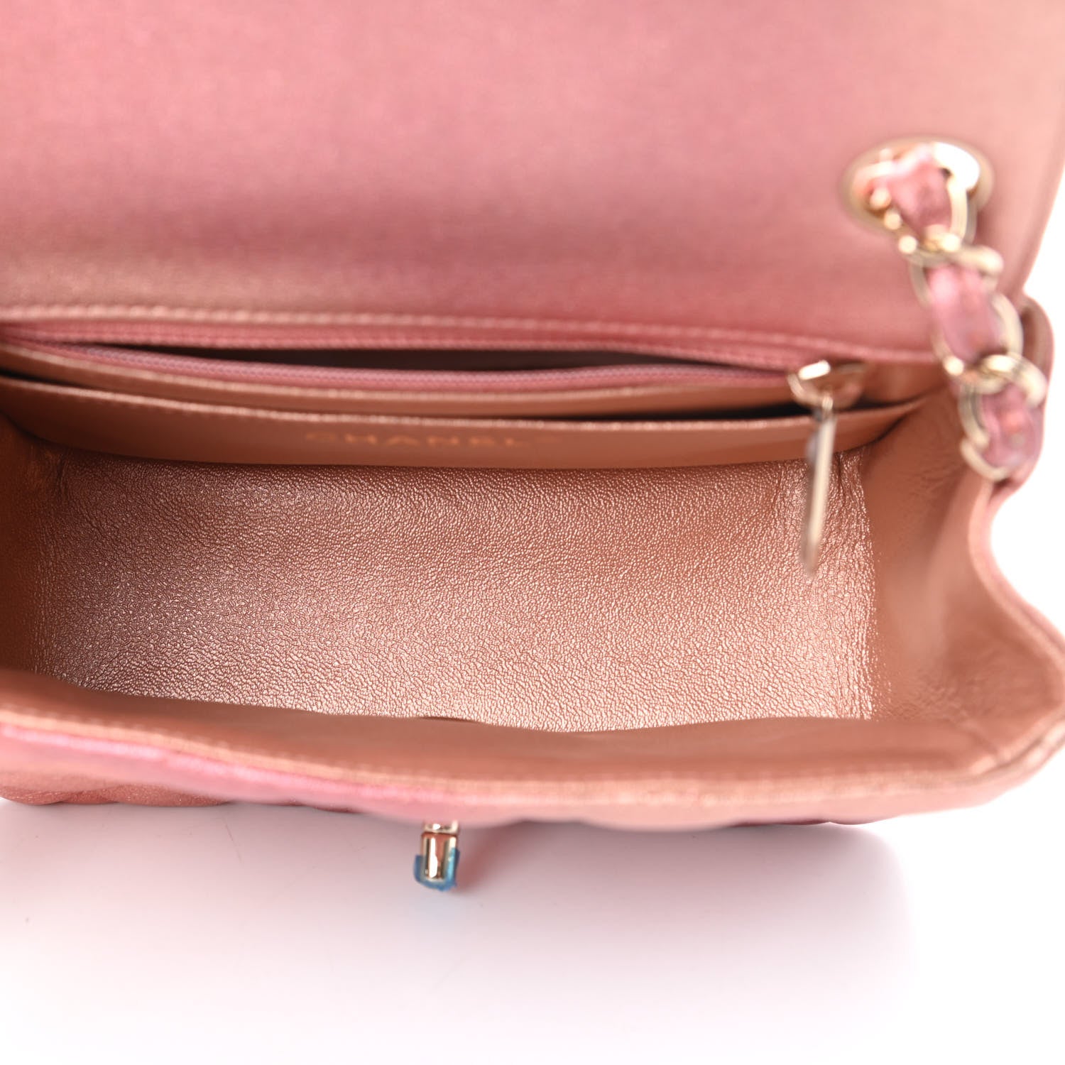 Chanel Metallic Lambskin Quilted Ombre Mini Square Flap Pink 5 of 11