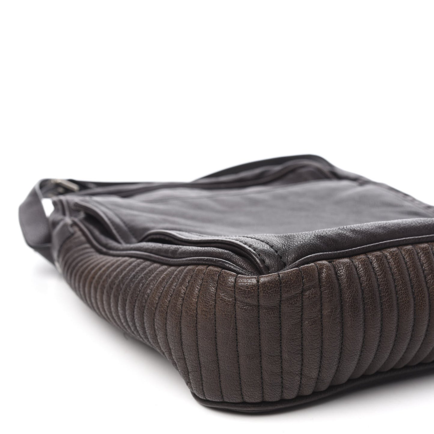 Grained Calfskin Crossbody Bag Black Brown