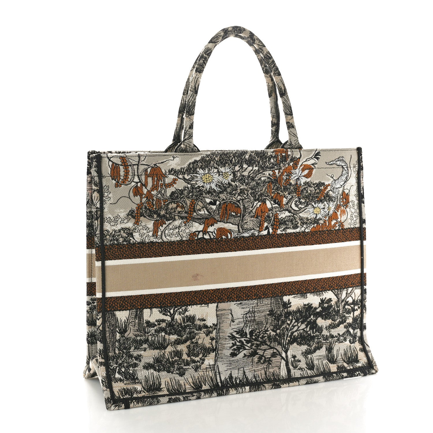 Christian Dior Canvas Embroidered Large Desert Printed Book Tote Beige Multicolor 2 of 13