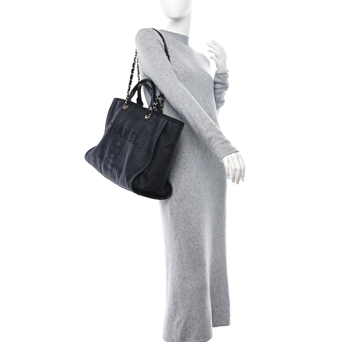 Lurex Boucle Large Deauville Tote Black
