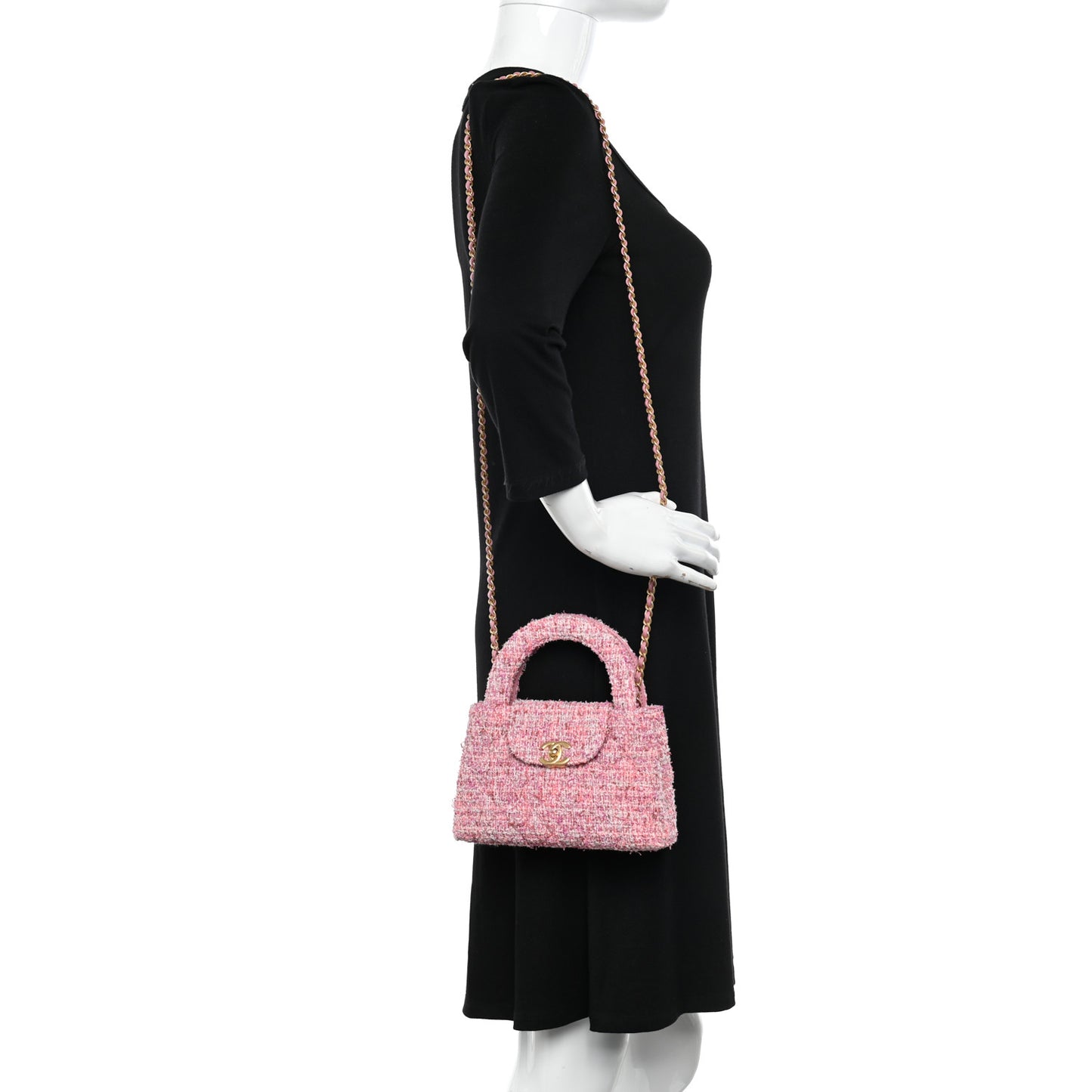 Tweed Quilted Nano Kelly Shopper Pink