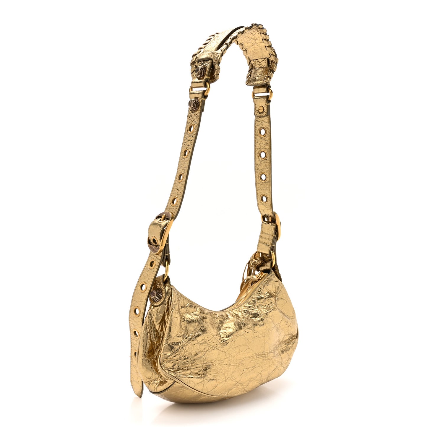 Metallic Agneau Arena Le Cagole Shoulder Bag XS Gold