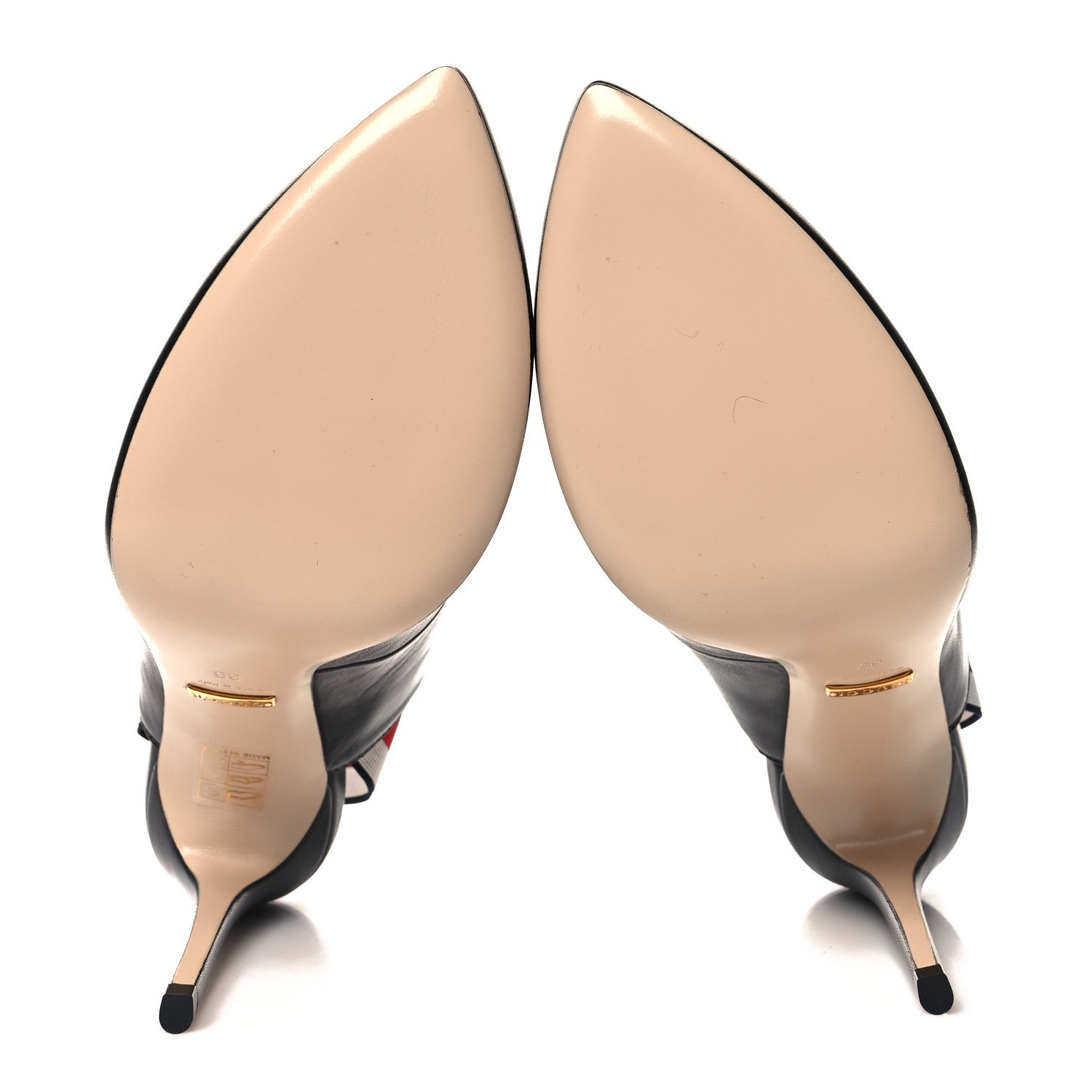 Gucci Malaga Kid Web Sylvie High Heel Slingback Pumps 39 Black 5 of 9