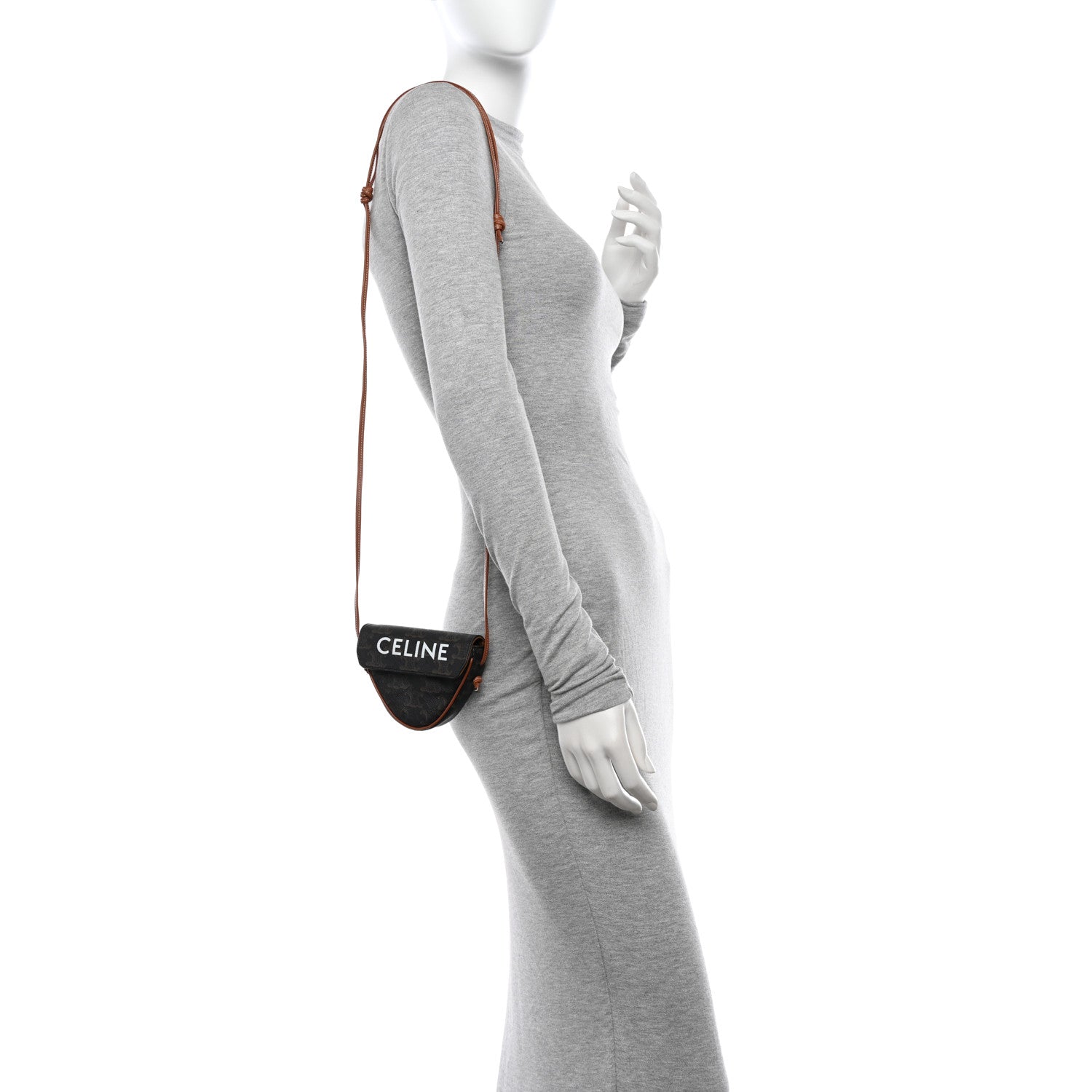 Celine Triomphe Canvas Mini Triangle Crossbody Bag Tan 2 of 11