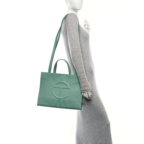 Vegan Leather Medium Shopping Bag Sage