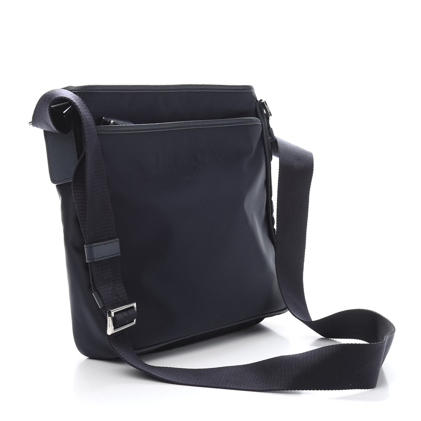 Tessuto Nylon Saffiano Flat Messenger Bag Baltico