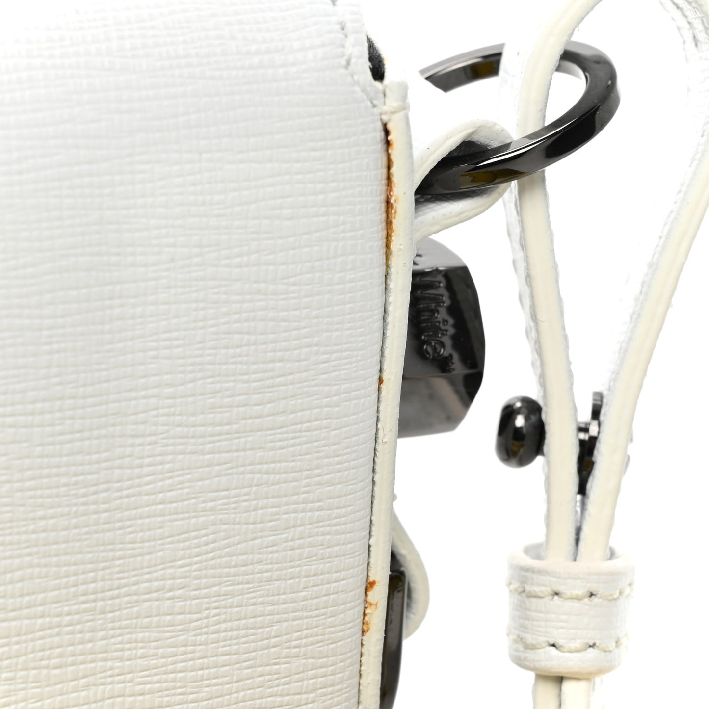 Saffiano Striped Mini Diag Binder Clip Bag White Black Yellow