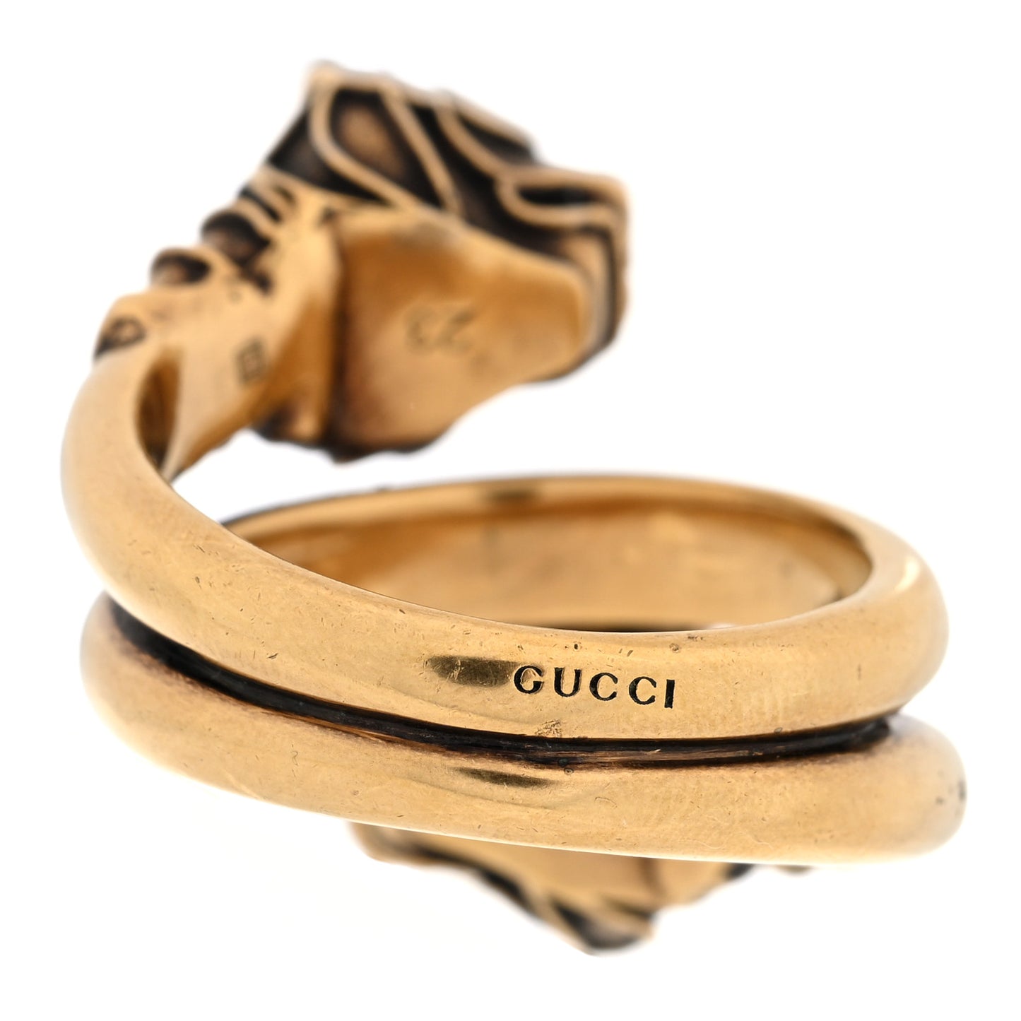 Tiger Heads Double Wrap Ring 62 10 Aged Gold Red