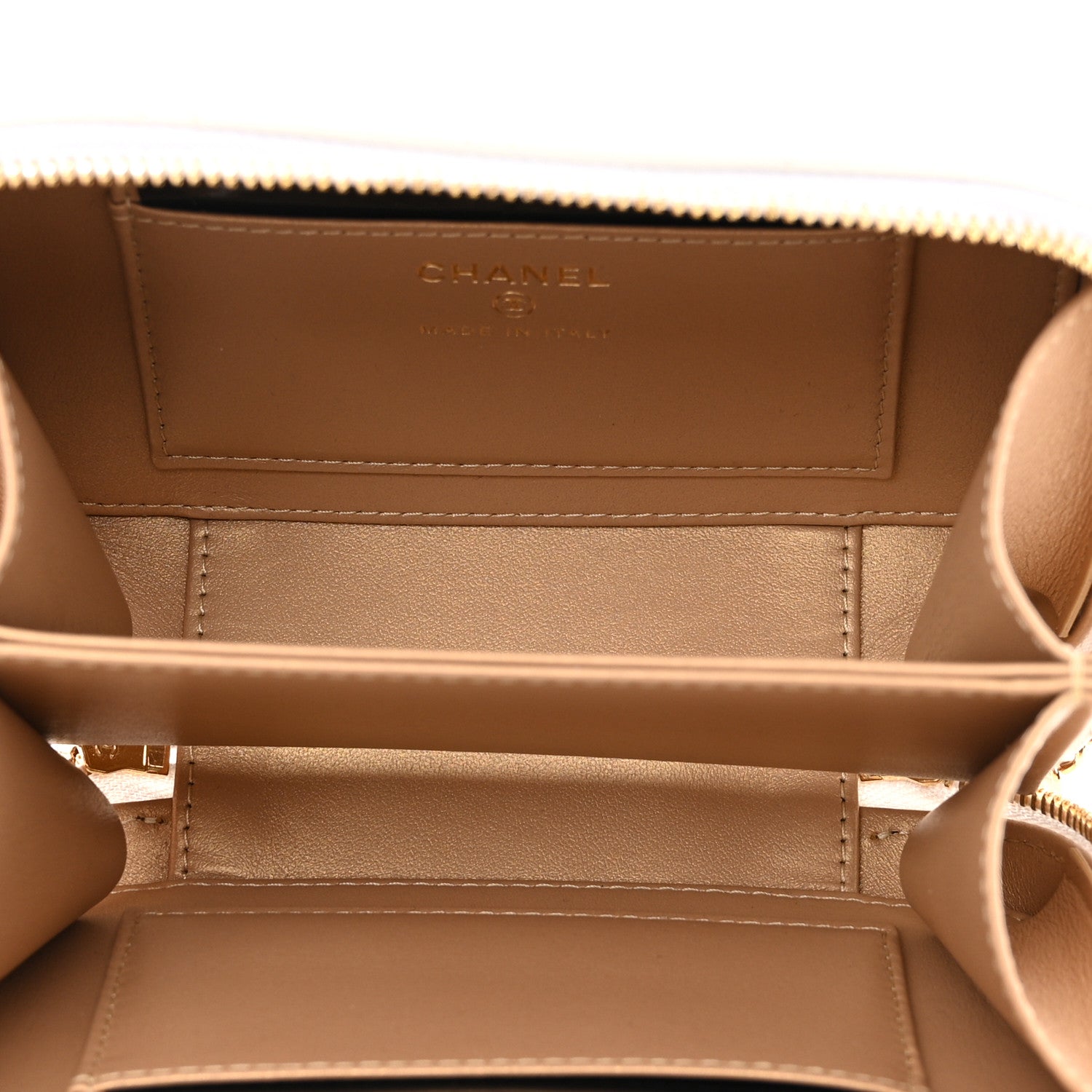 Chanel Lambskin Metal Quilted Mini Vanity Case With Chain White Gold 7 of 13