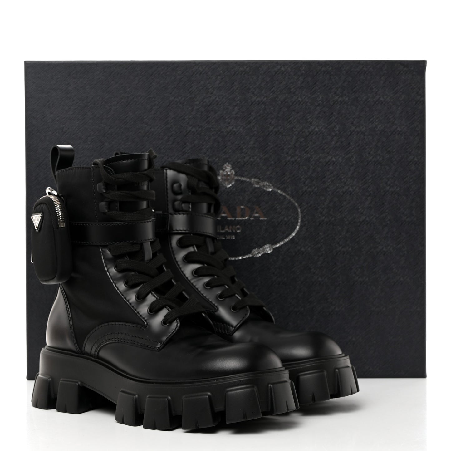 Spazzolato Rois Re-Nylon Metal Triangle Logo Mens Monolith Pouch Pocket 60mm Combat Boots 8 Black