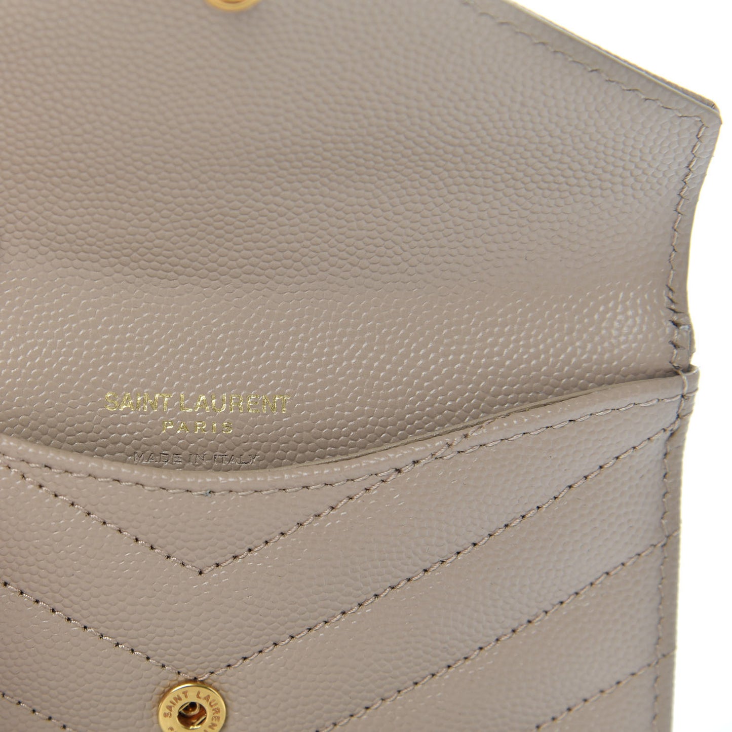 Grain De Poudre Matelasse Chevron Monogram Compact Wallet Dark Beige