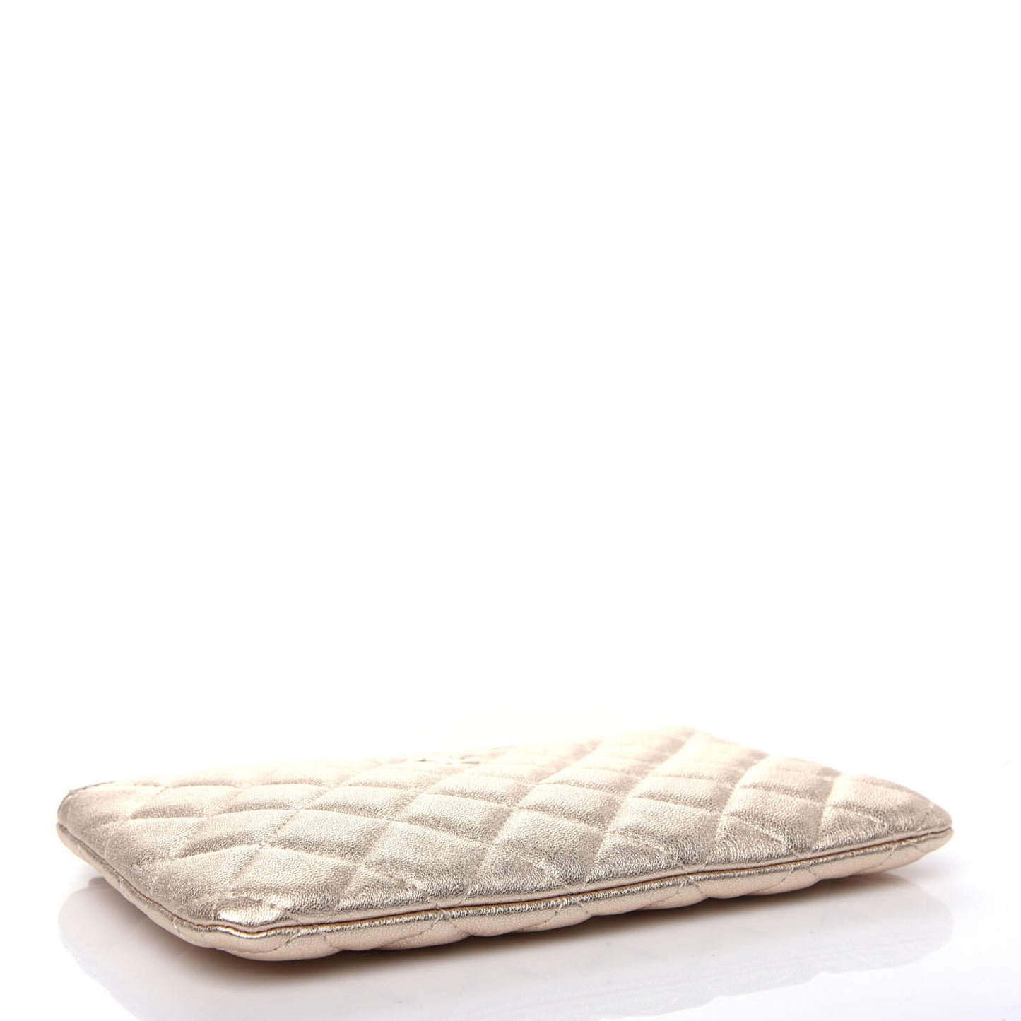 Metallic Lambskin Quilted Cosmetic Case Gold