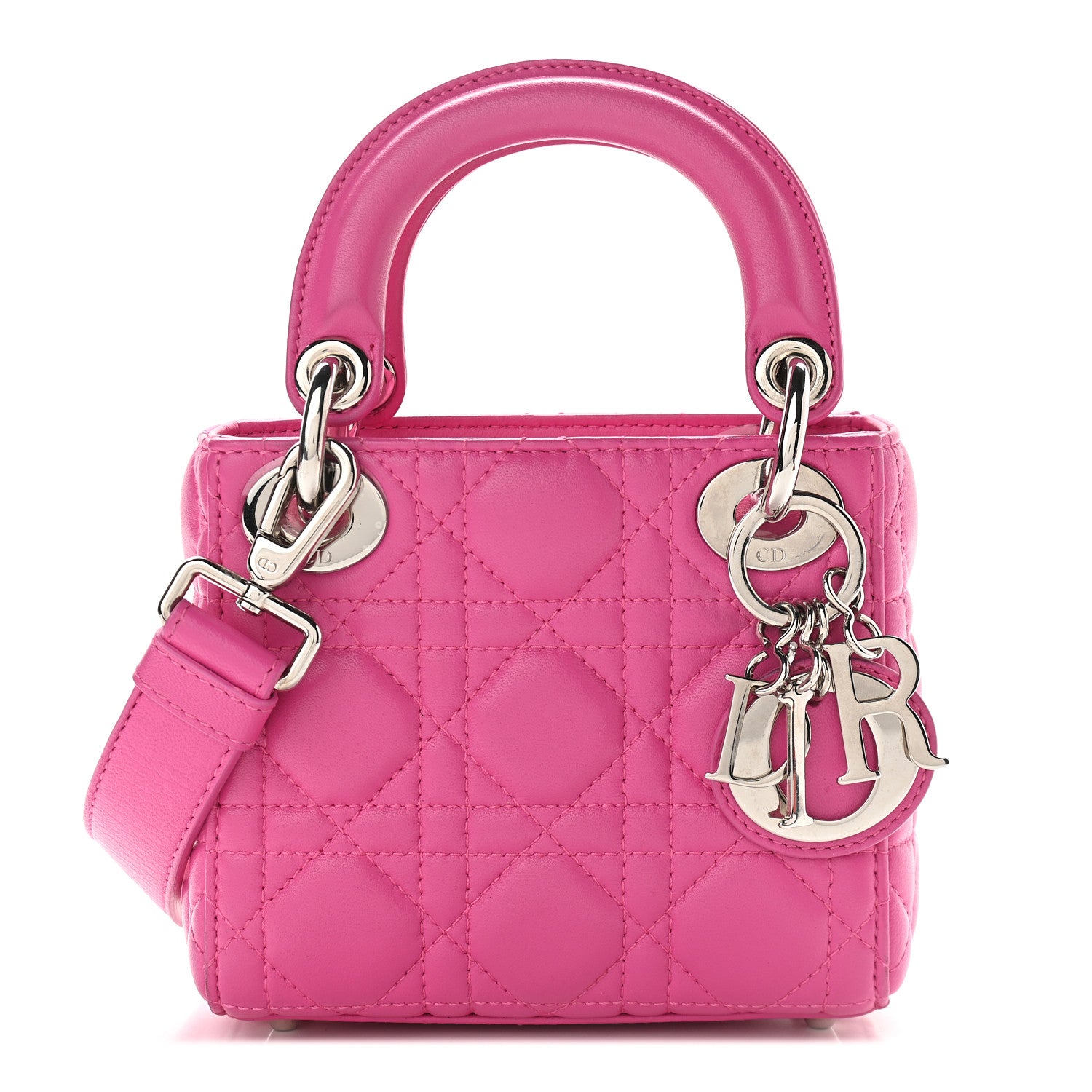 未使用！LADY DIOR 003 Christian Dior Lambskin Cannage Micro Lady Dior Pink 892617