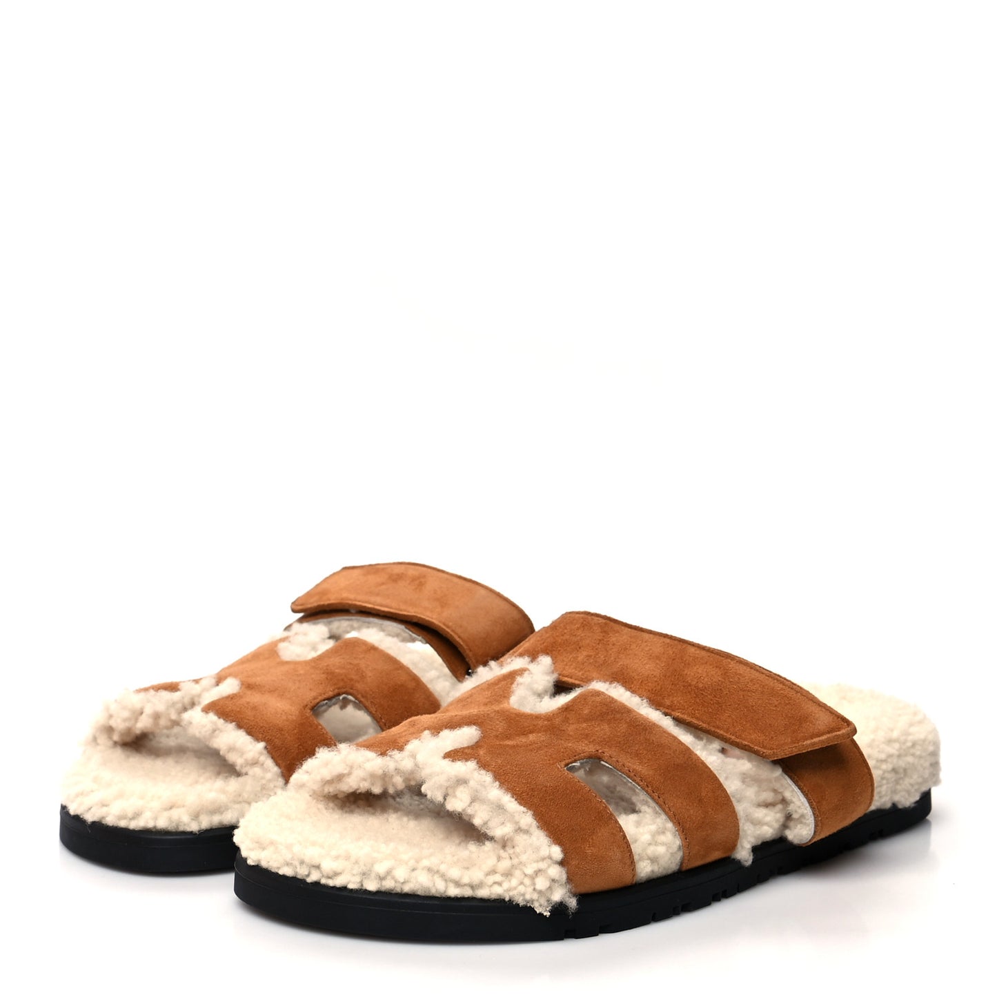 Suede Goatskin Woolskin Womens Chypre Sandals 38 Brun Fume Ecru