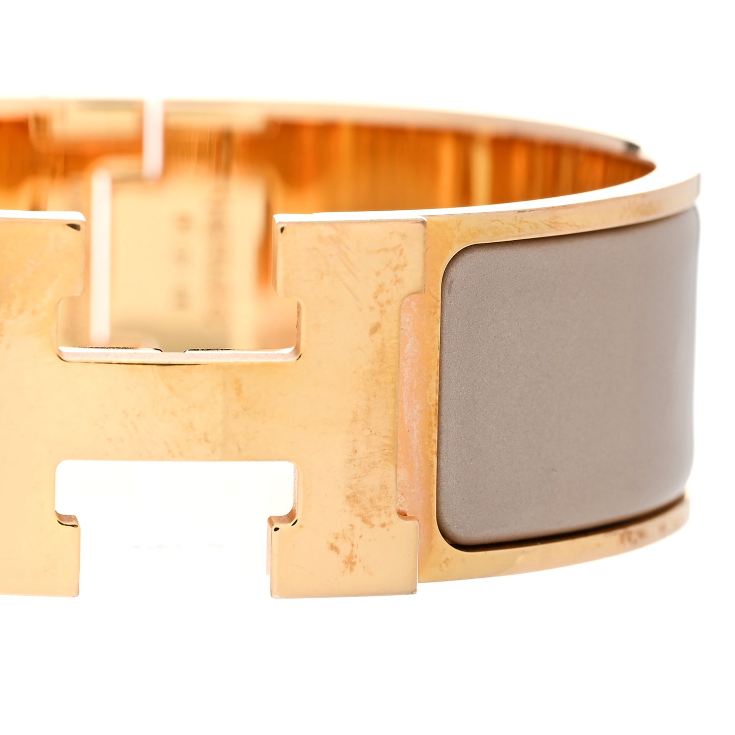Enamel Wide Clic Clac H Bracelet GM Marron Glace