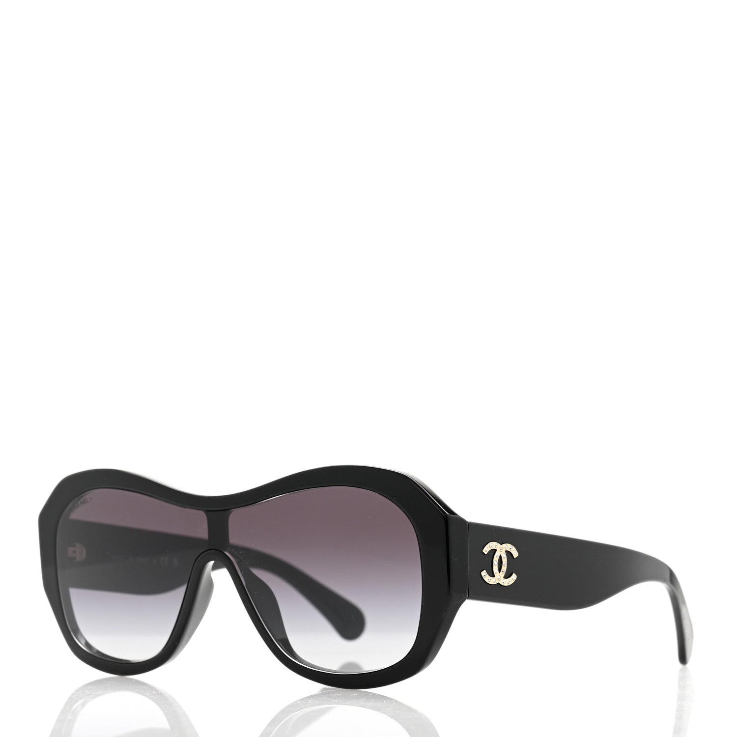 Chanel Acetate Crystal CC Shield Sunglasses 5497-B-A Black 1 of 6