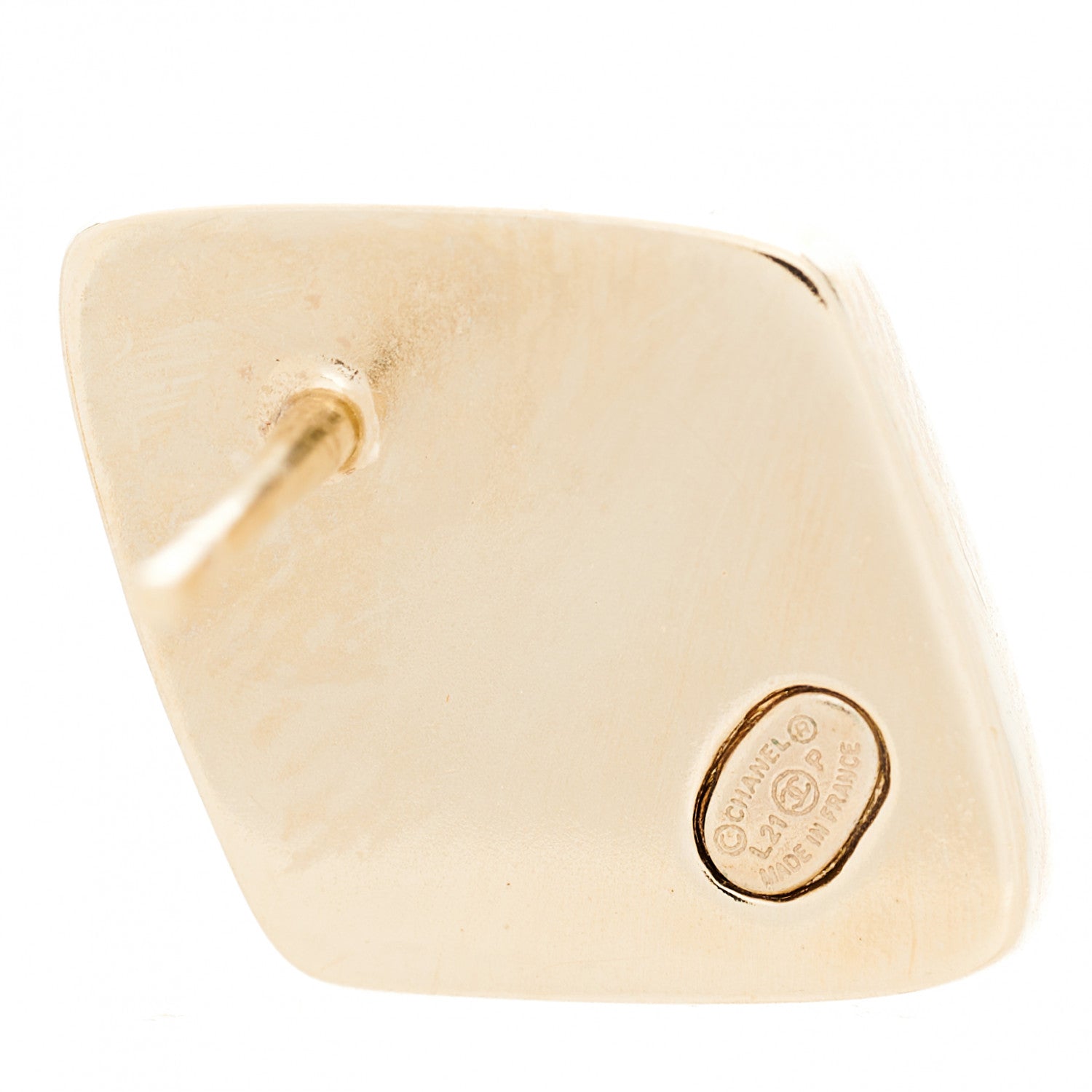 Chanel Crystal Square CC Earrings Gold White 4 of 4