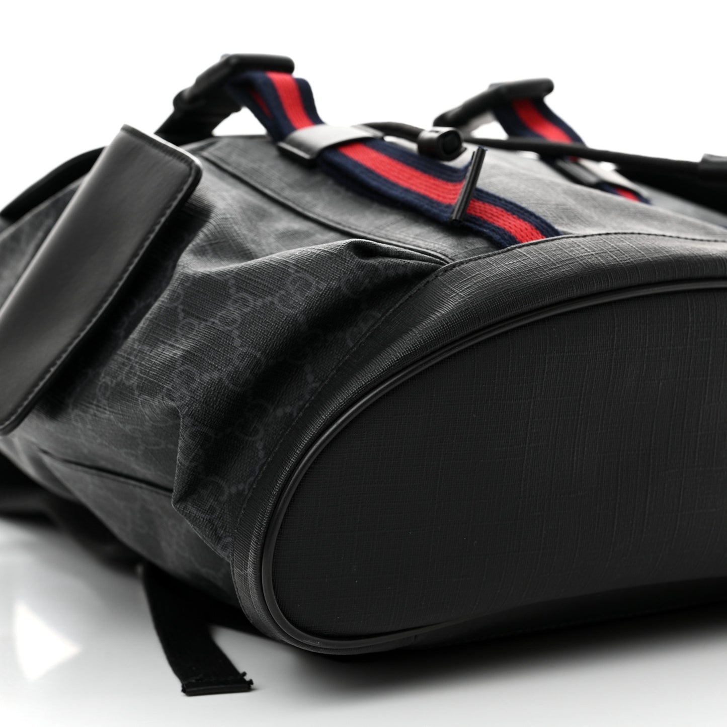 Soft GG Supreme Monogram Calfskin Web Double Buckle Backpack Black