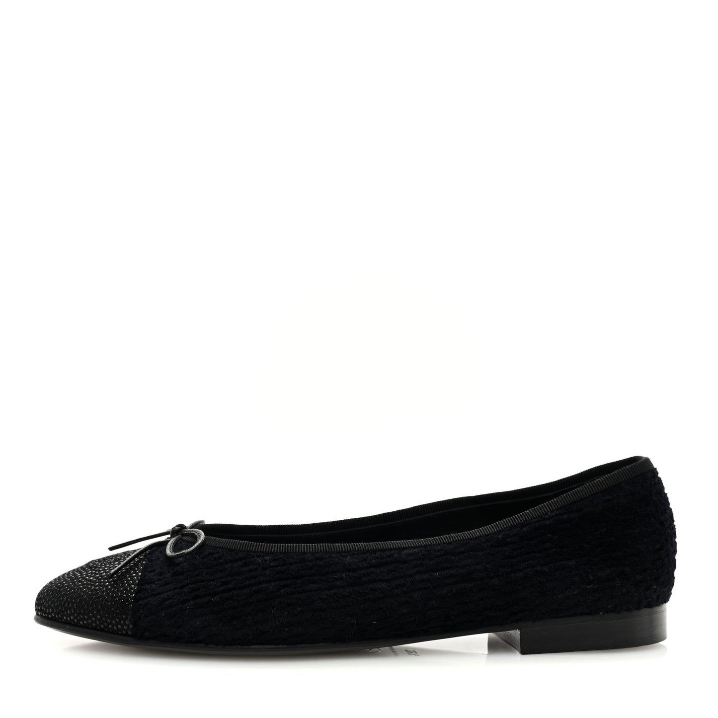 Tweed Caviar Cap Toe Ballerina Flats 39.5 Black