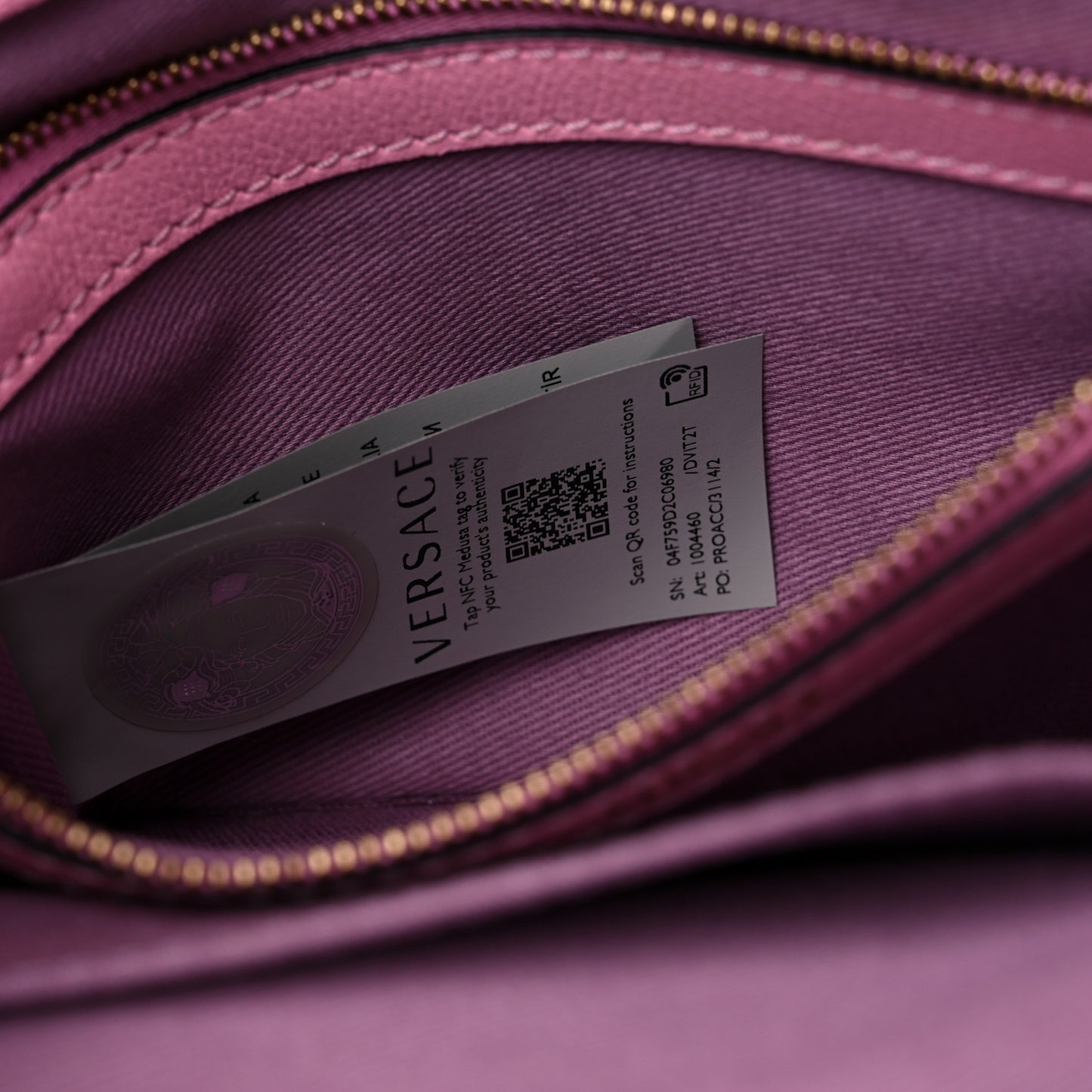 Grained Calfskin Small La Medusa Chain Tote Pink