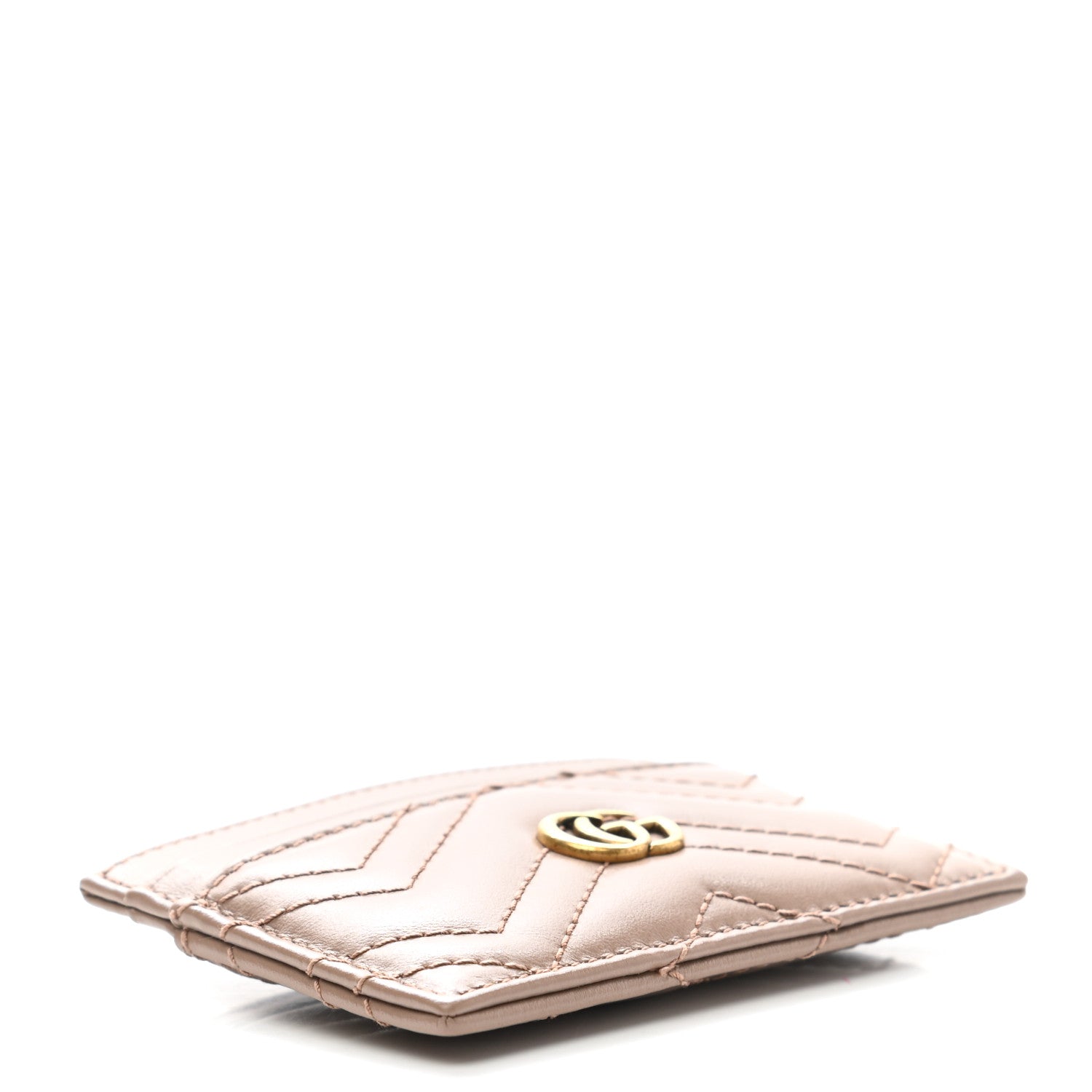 Gucci Calfskin Matelasse GG Marmont Card Holder Porcelain Rose 3 of 8