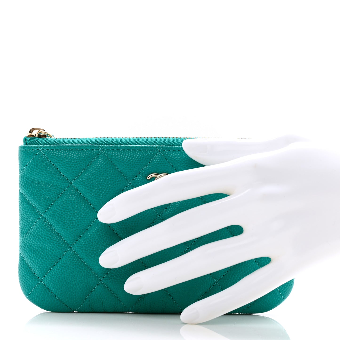 Caviar Quilted Small Cosmetic Case Turquoise