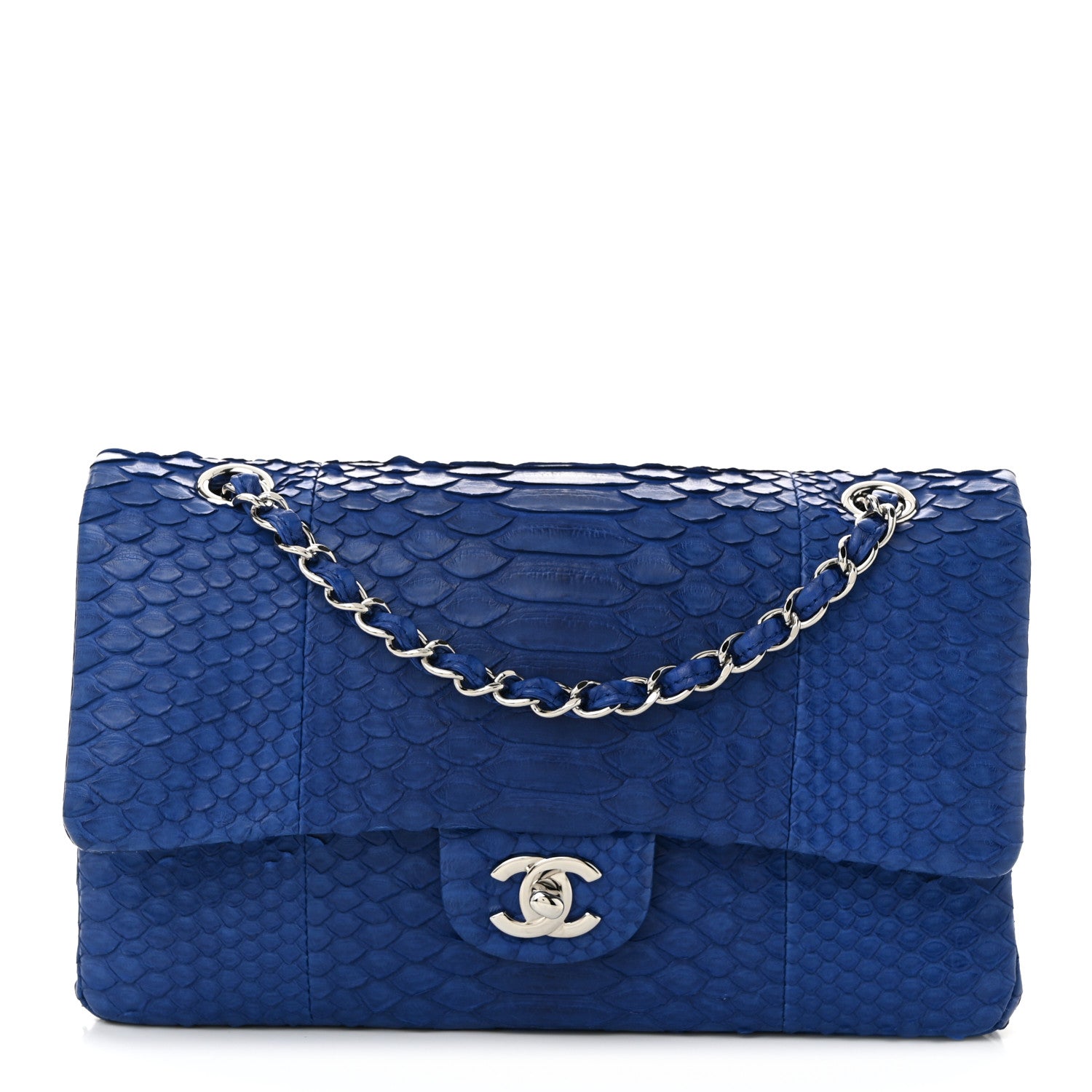 Chanel Snakeskin Medium Double Flap Blue 1766264 – FASHIONPHILE