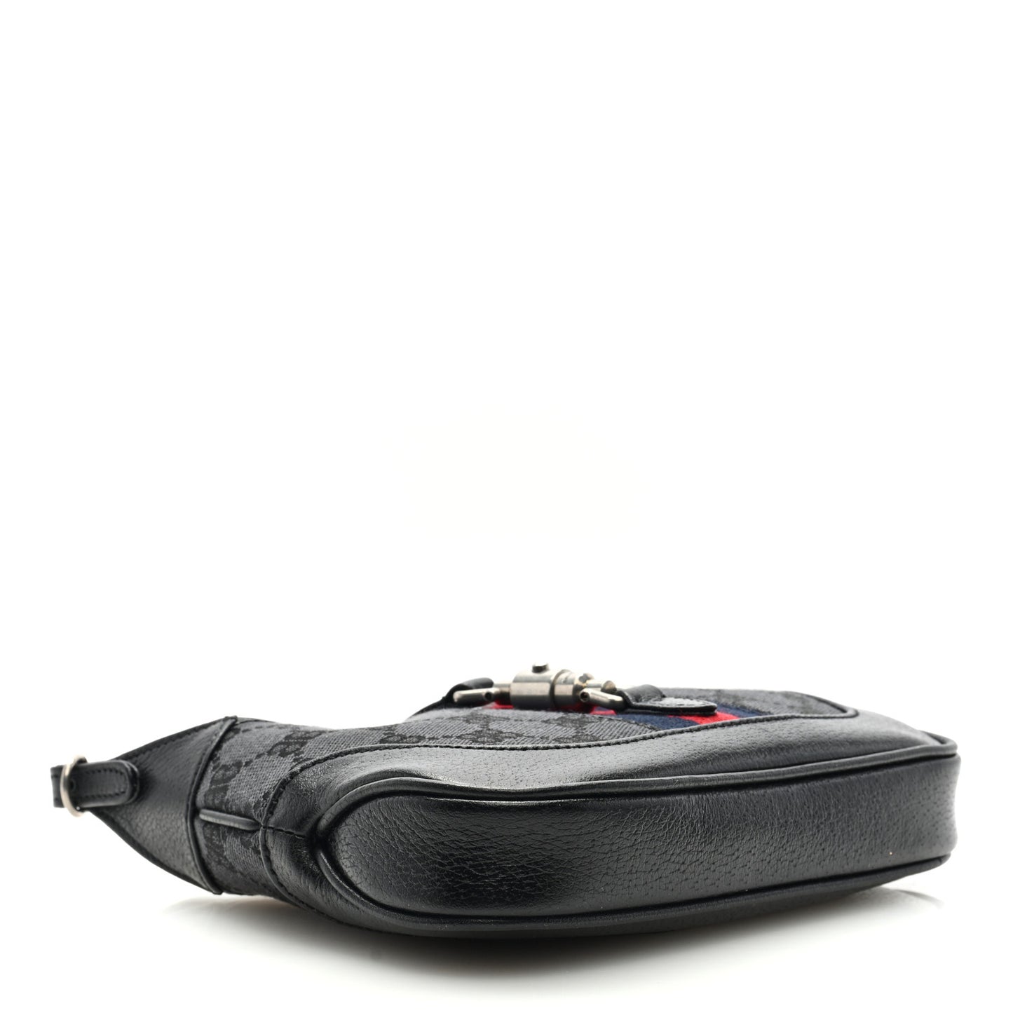 X BALENCIAGA BB Monogram Calfskin Web Mini Jackie 1961 Hobo Black