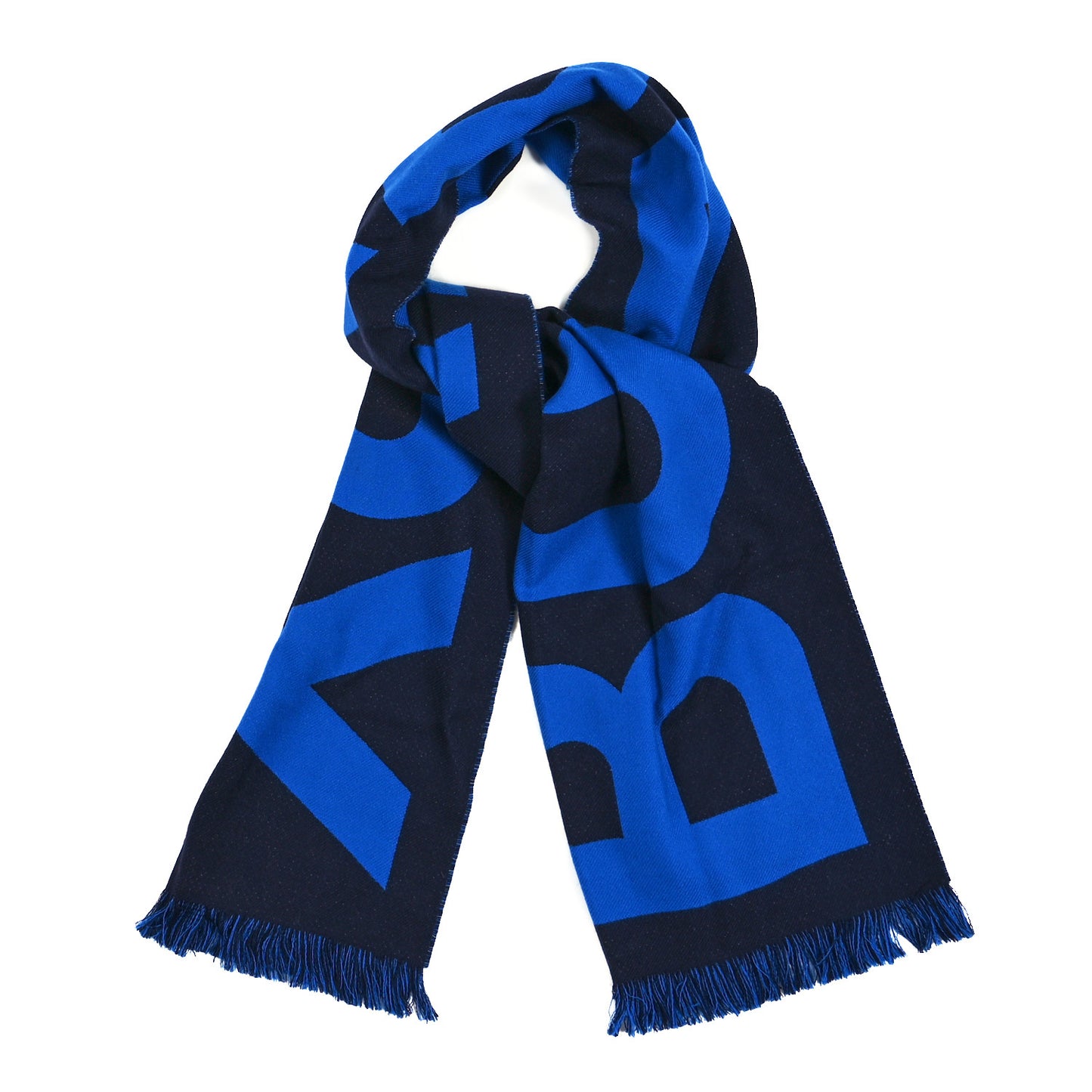 Wool Football Scarf Dark Charcoal Blue