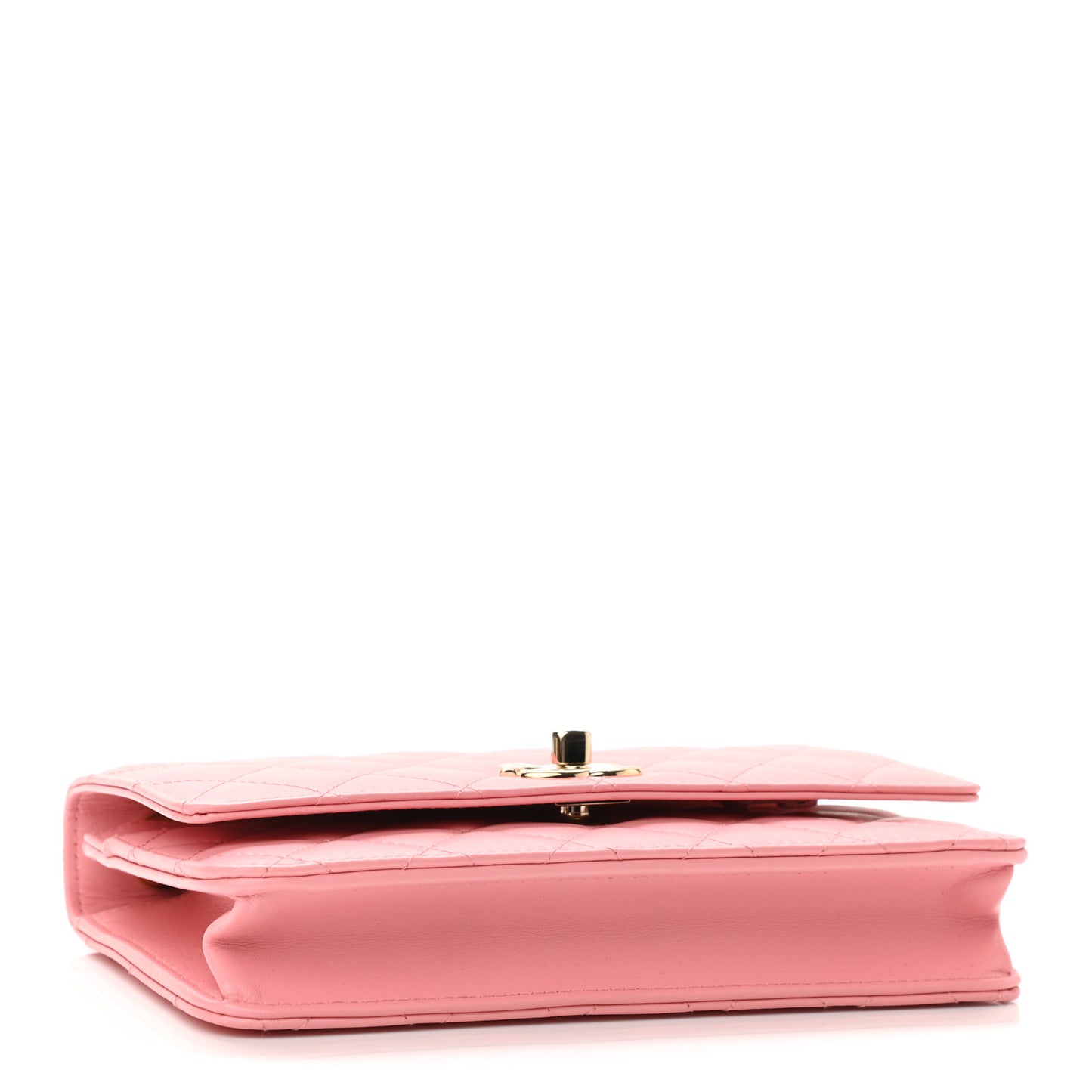 Lambskin Quilted Trendy CC Wallet On Chain WOC Pink