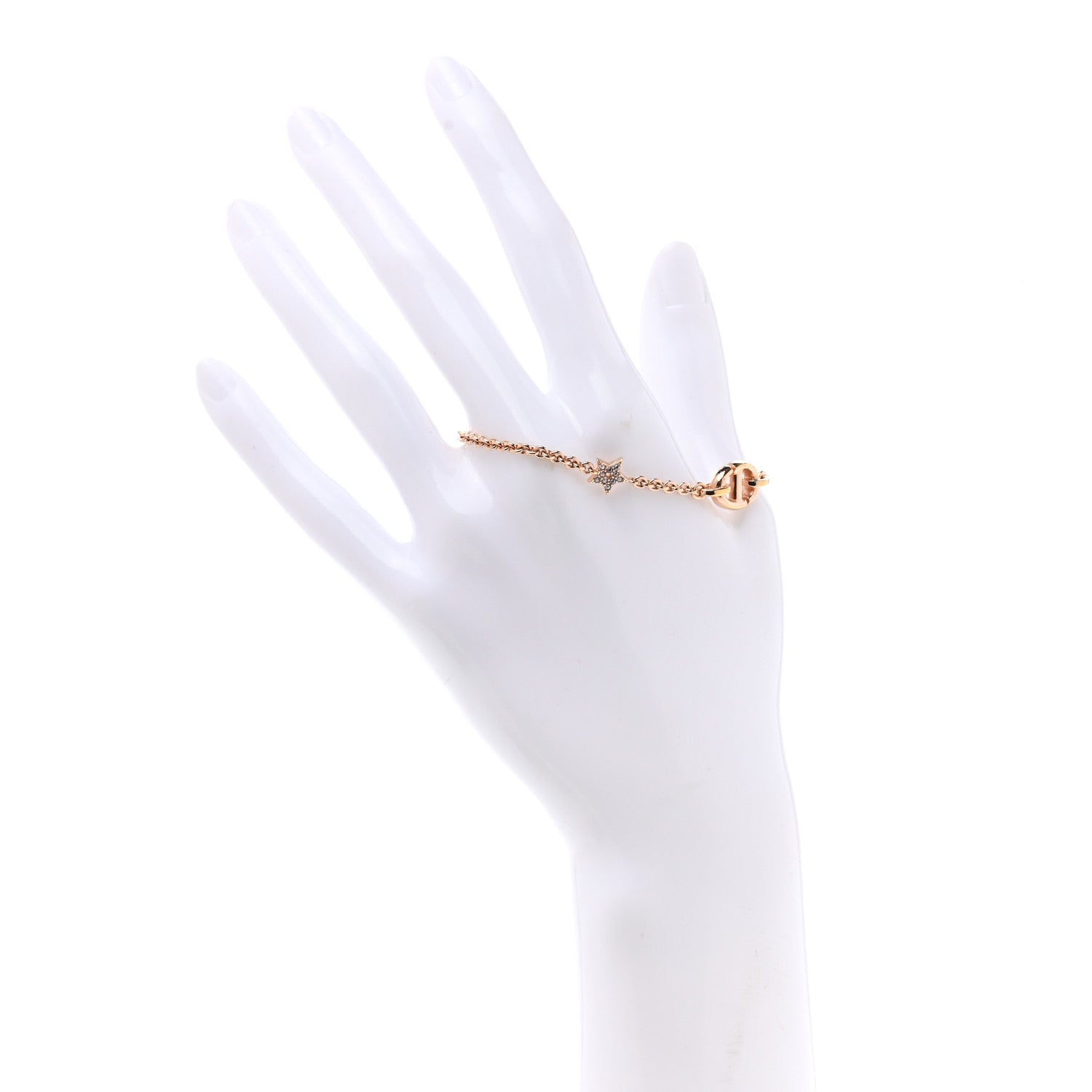 Christian Dior Metal Crystal Star CD Bracelet Gold 2 of 4