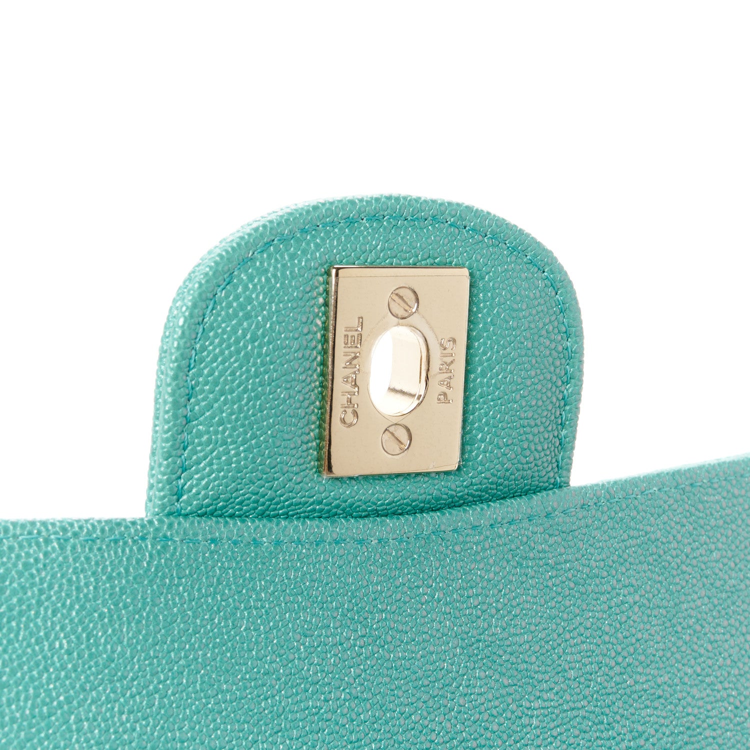 Chanel Iridescent Caviar Quilted Medium Double Flap Green 7 of 11