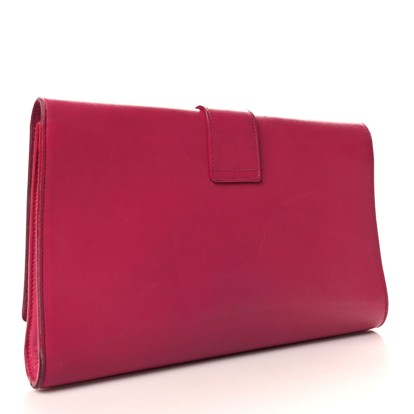 Calfskin Classic Y Ligne Clutch Fuchsia