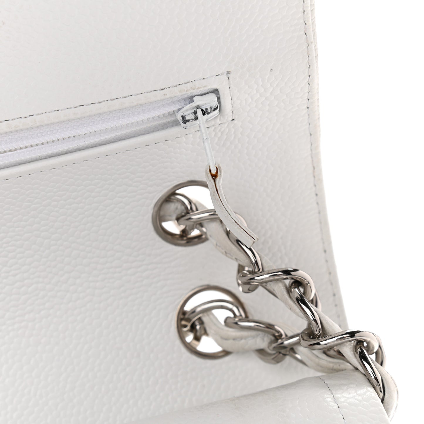 Caviar Quilted Jumbo Double Flap White