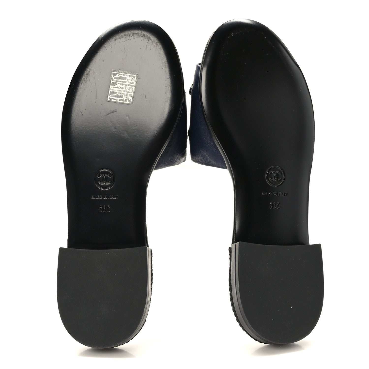 Chanel Lambskin CC Braided Mules 36 Navy Blue Black 5 of 9