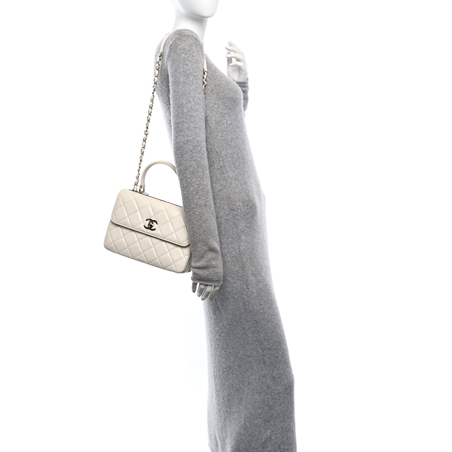 Lambskin Quilted Small Trendy CC Dual Handle Flap Bag White
