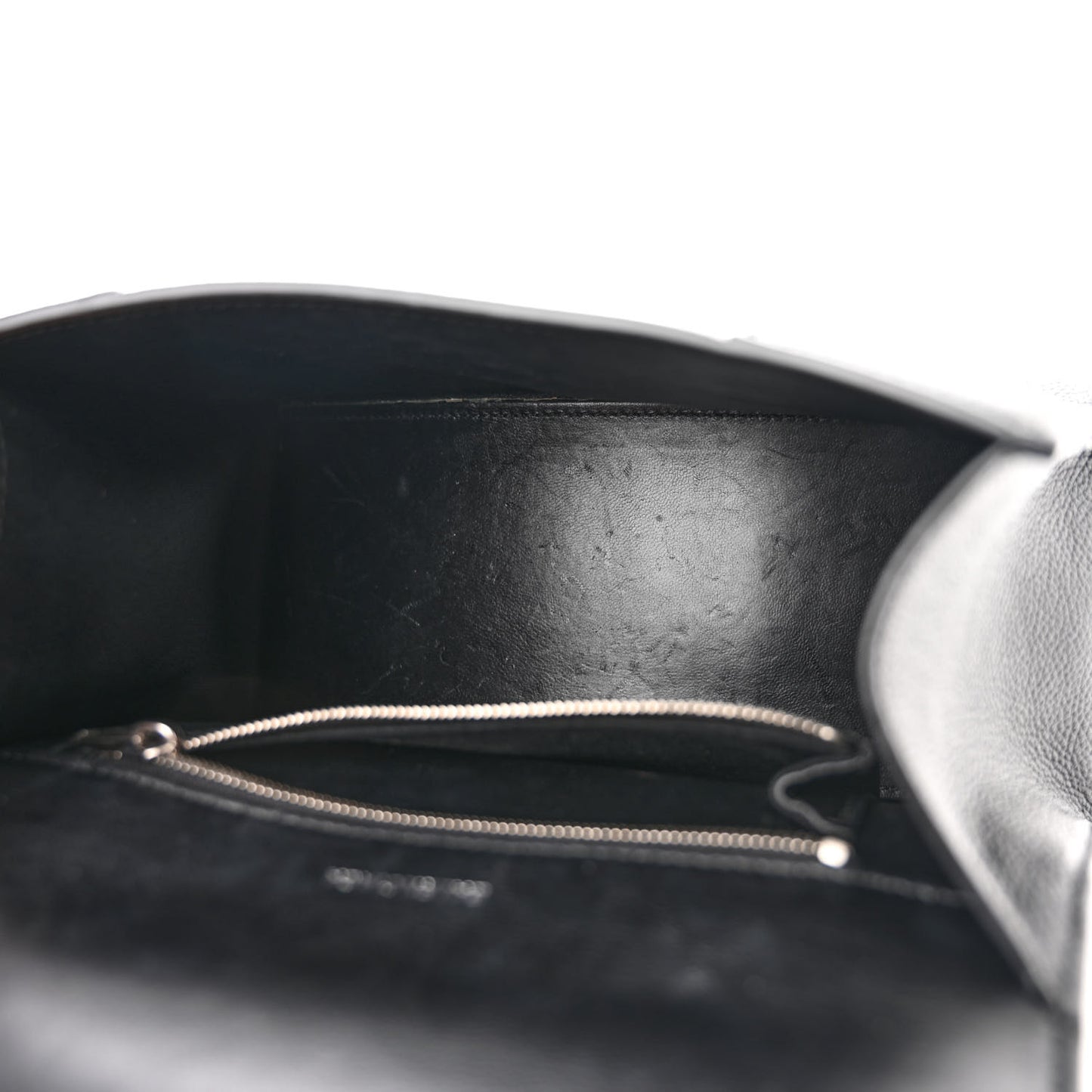 Grained Calfskin Small Hourglass Top Handle Bag Black