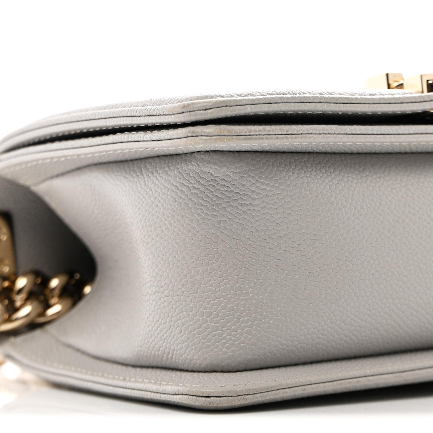 Caviar Quilted Small Boy Flap Light Grey