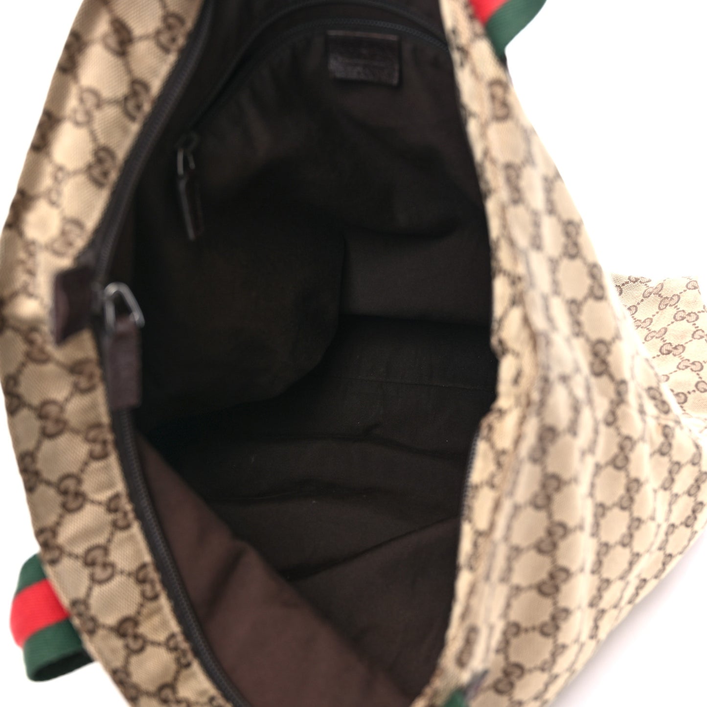 GG Monogram Large Web Handle Vertical Tote Dark Brown